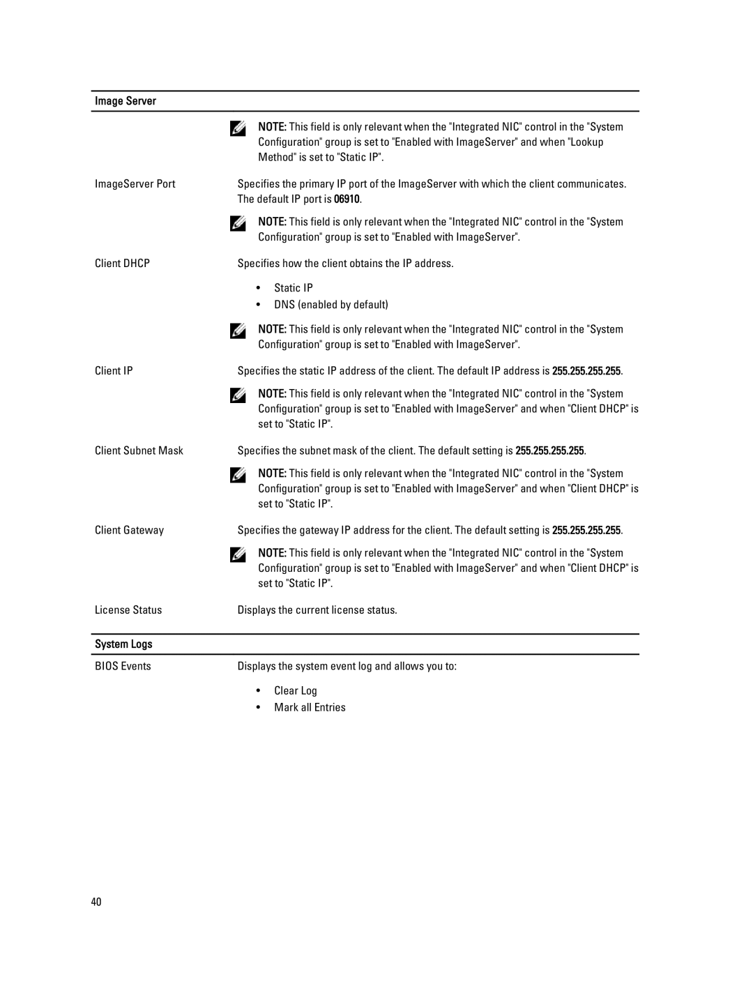 Dell 4691901 owner manual System Logs 