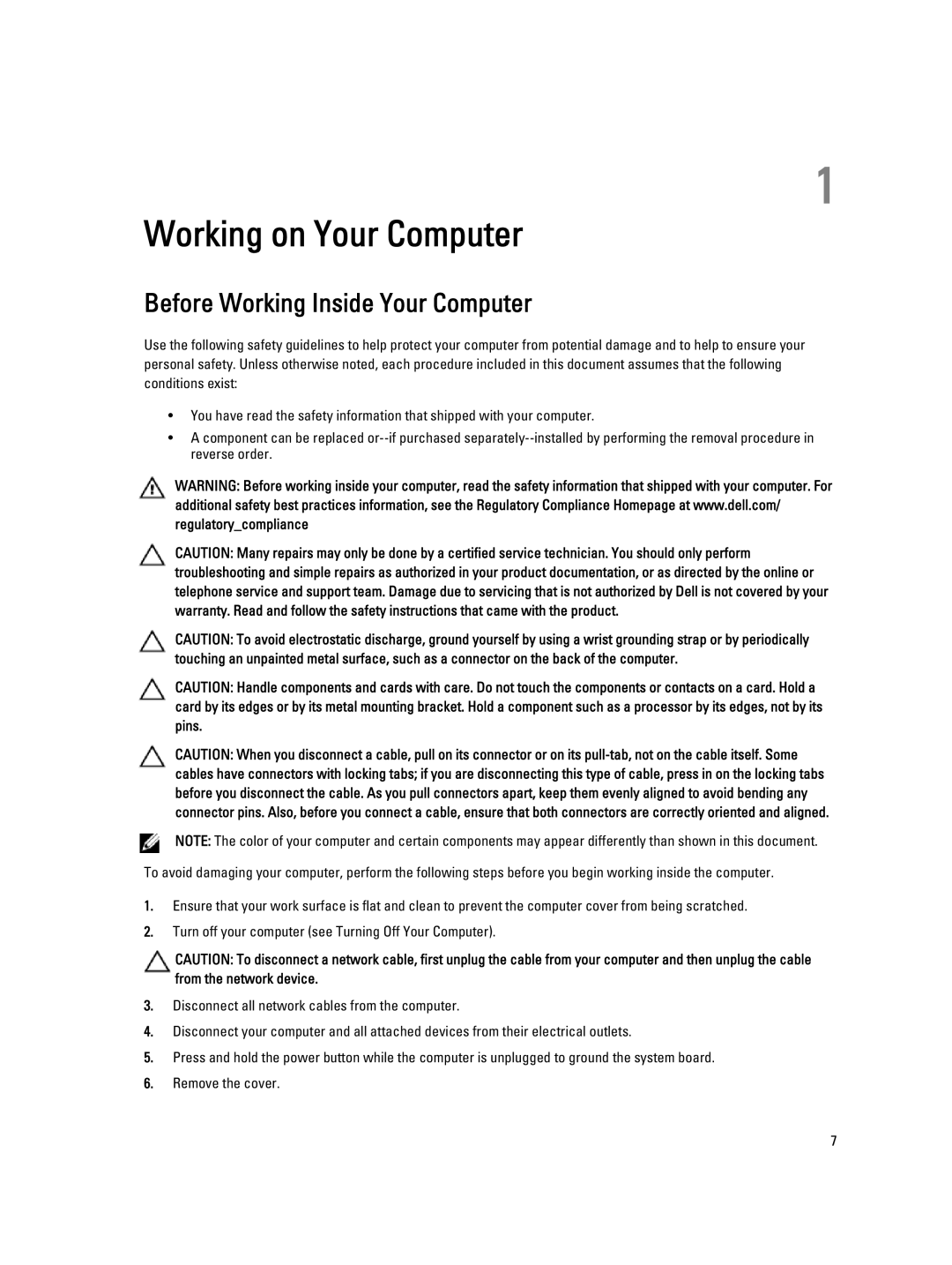 Dell 4691901 owner manual Working on Your Computer, Before Working Inside Your Computer 