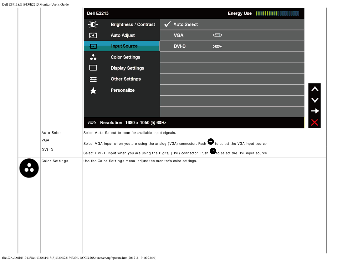 Dell 4693132 appendix Auto Select, Color Settings 