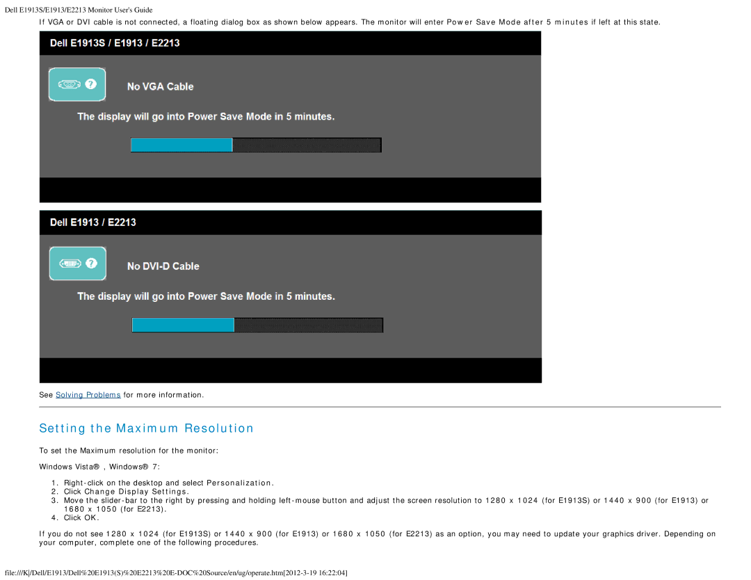 Dell 4693132 appendix Setting the Maximum Resolution, Click Change Display Settings 