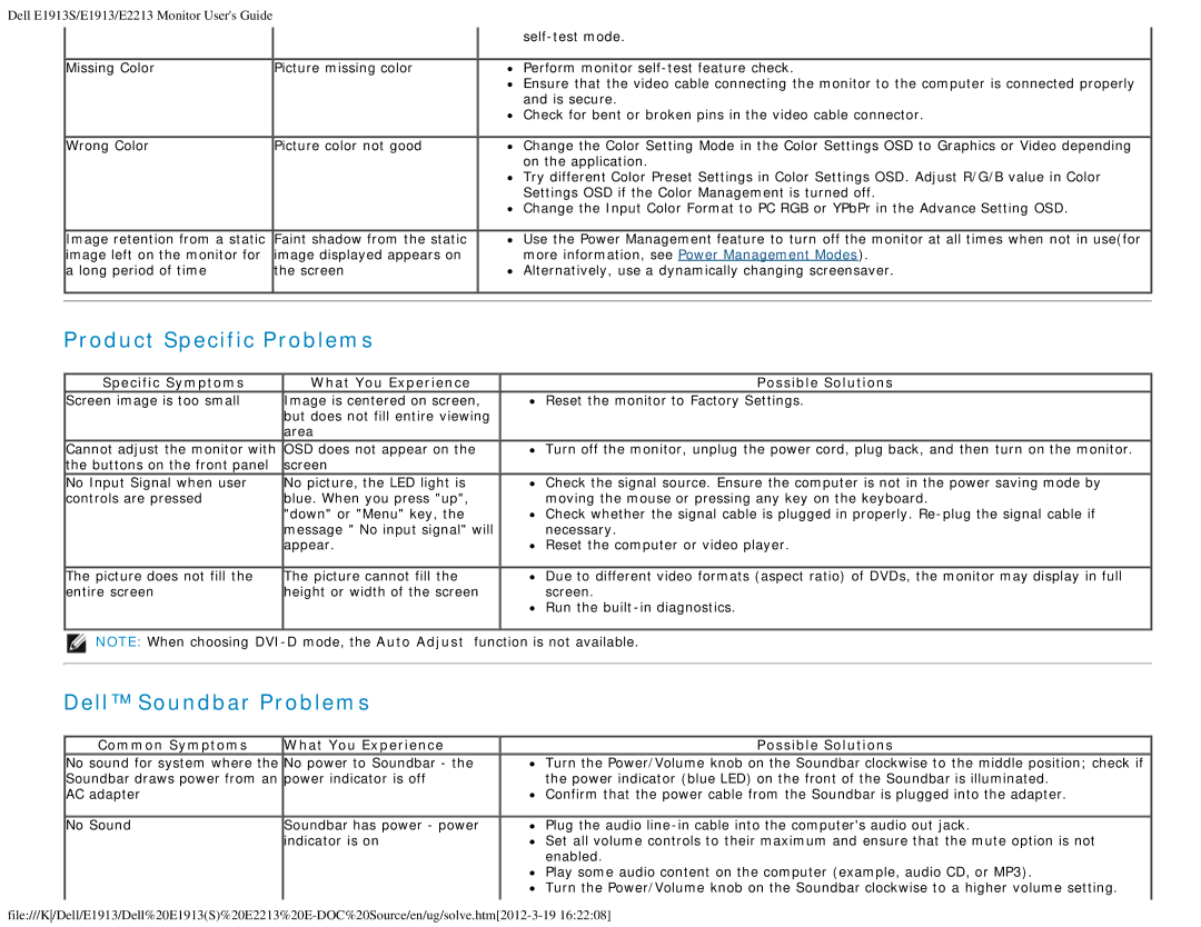 Dell 4693132 appendix Product Specific Problems 