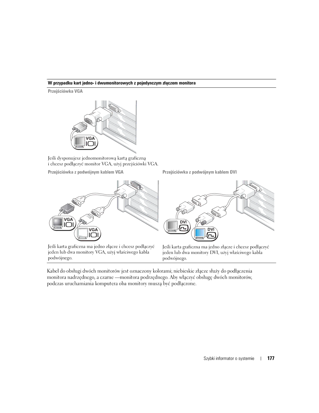Dell 670, 470 manual 177, Przejściówka VGA 