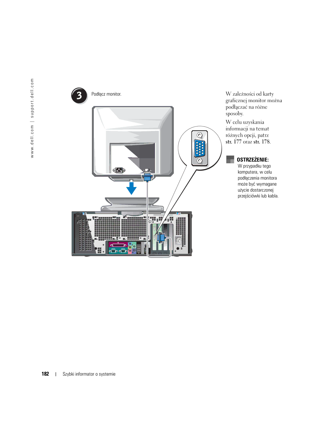 Dell 470, 670 manual Ostrzeżenie, 182 