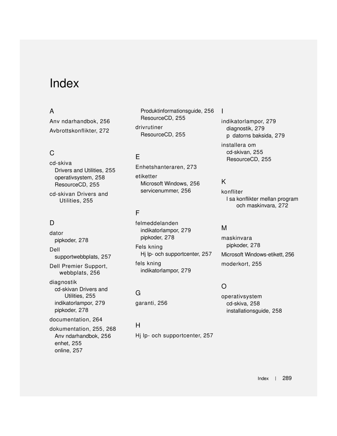 Dell 670, 470 manual 289, Lösa konflikter mellan program och maskinvara 