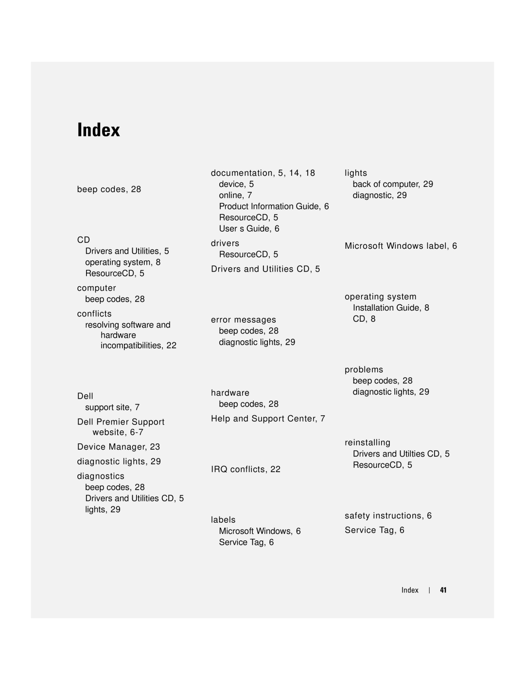 Dell 670, 470 manual Index 