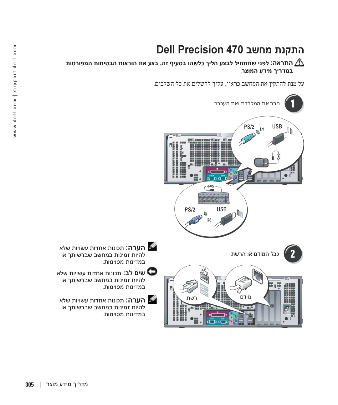 Dell 670 manual Dell Precision 470 בשחמ תנקתה 