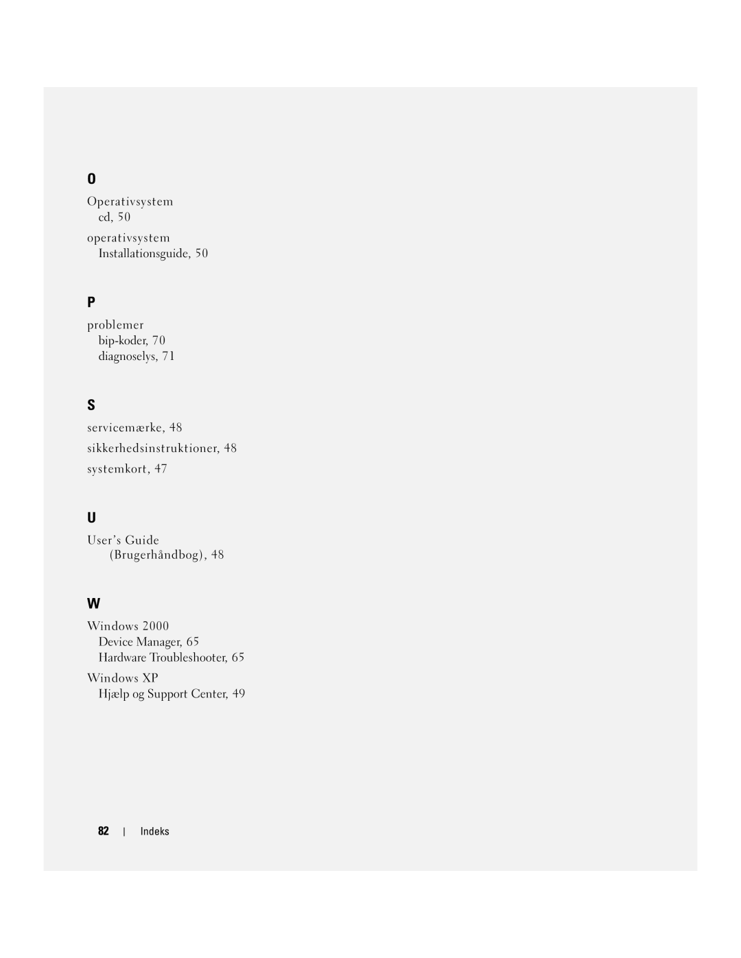 Dell 470, 670 manual Operativsystem cd Operativsystem Installationsguide, Problemer bip-koder, 70 diagnoselys 