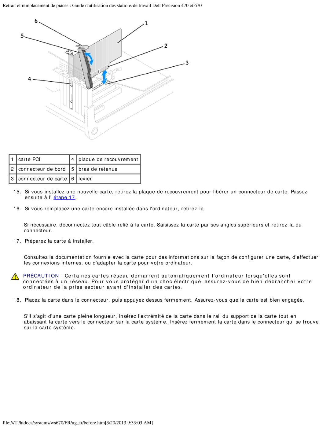 Dell 470 et 670 manual Carte PCI 