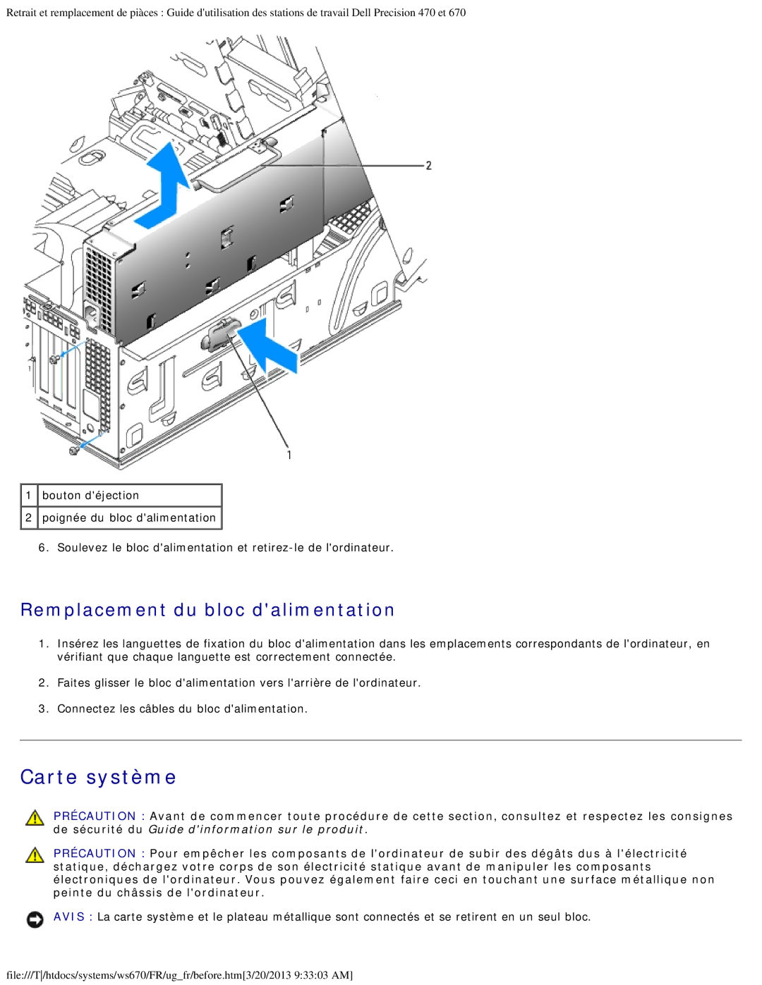 Dell 470 et 670 manual Carte système 