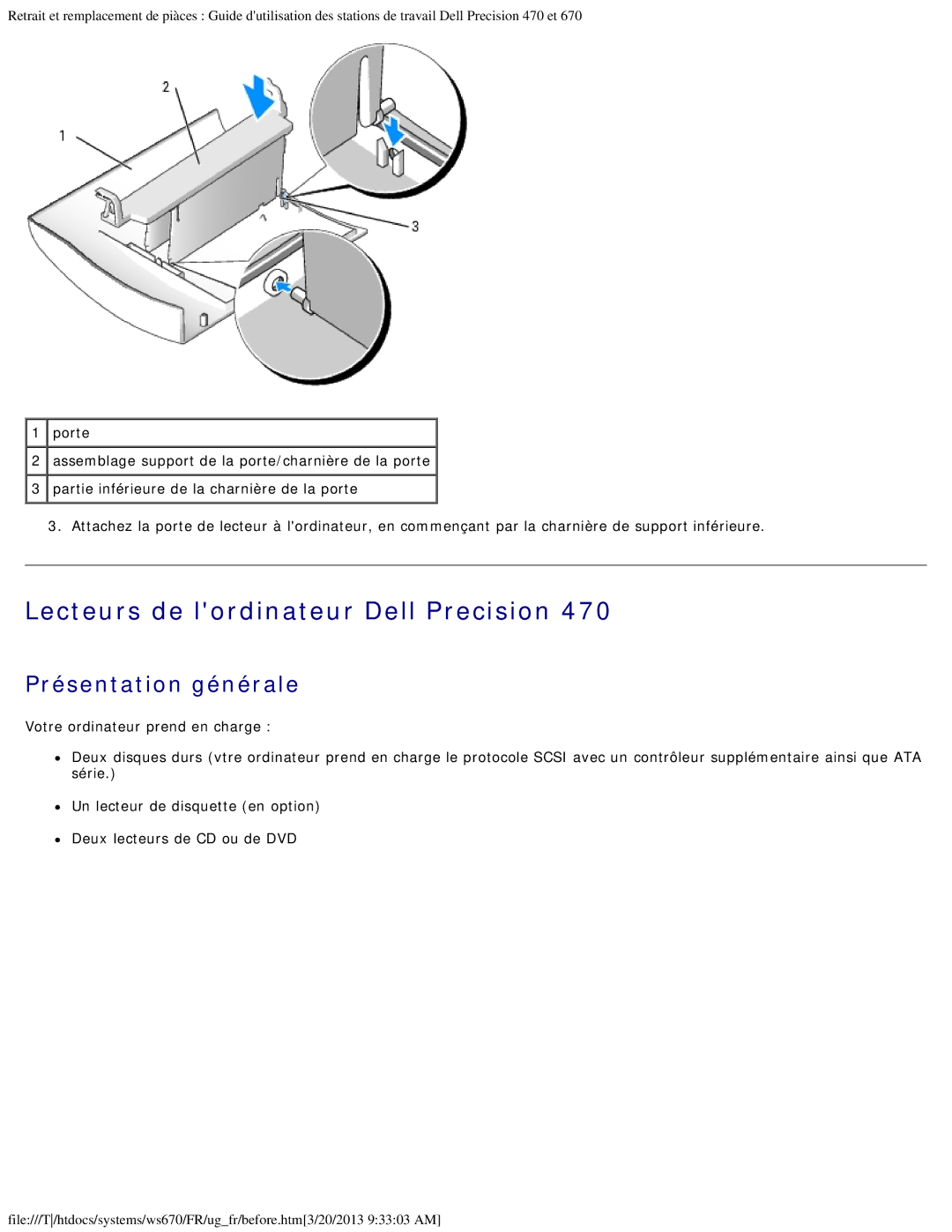 Dell 470 et 670 manual Lecteurs de lordinateur Dell Precision 