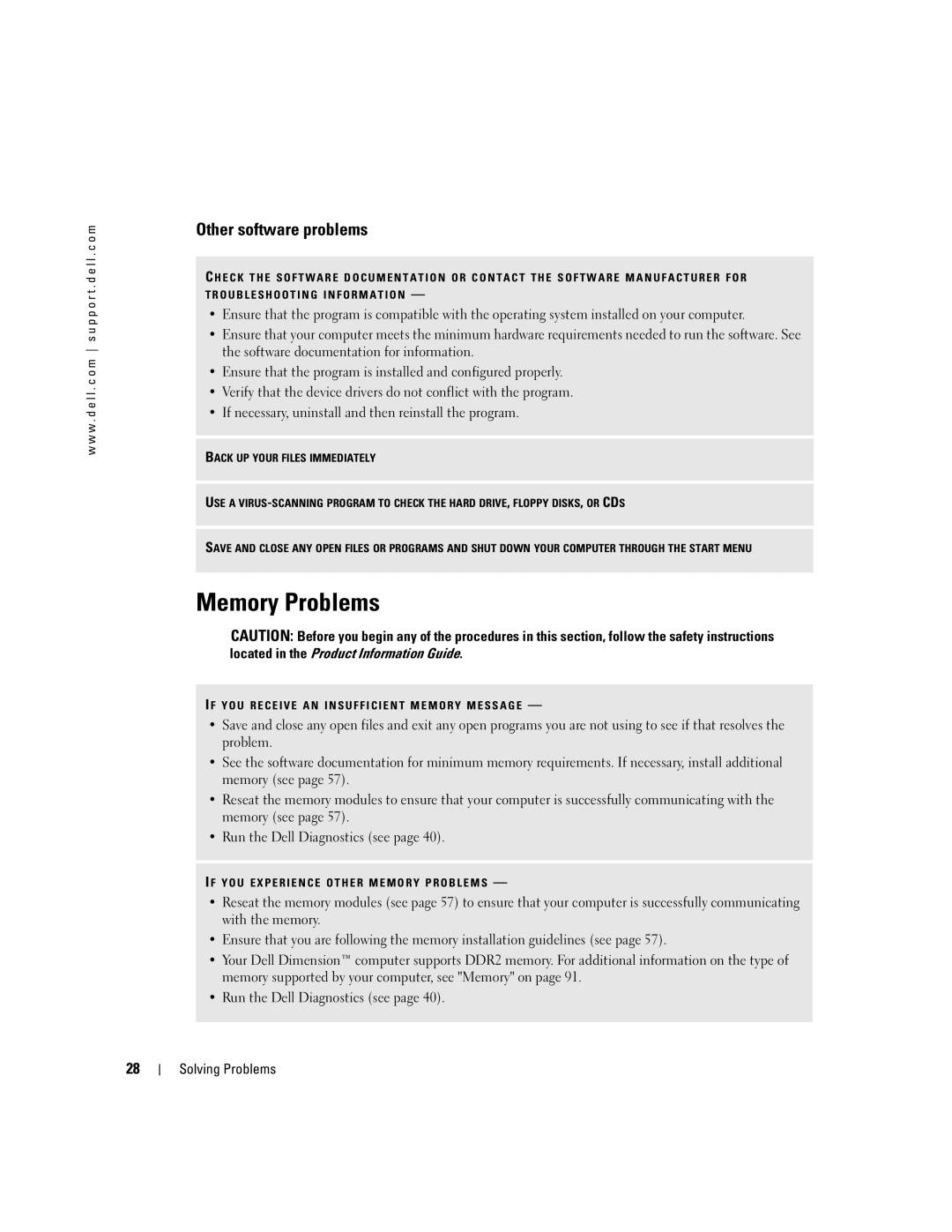 Dell 4700 manual Memory Problems, Other software problems 