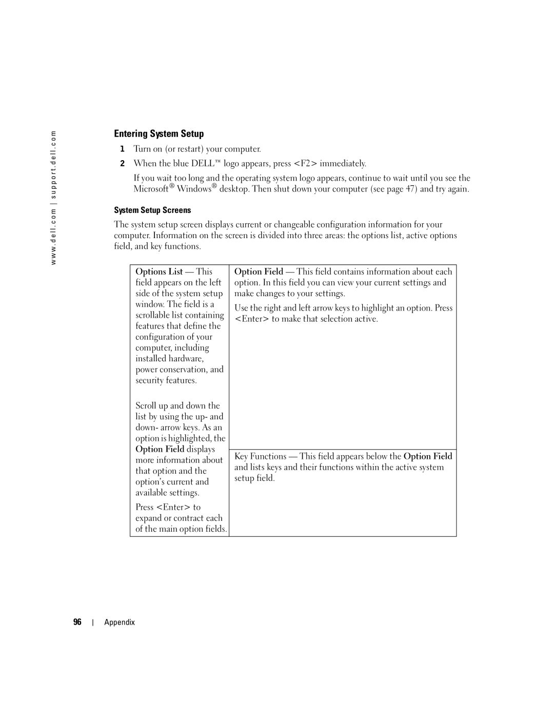 Dell 4700 manual Entering System Setup, System Setup Screens 