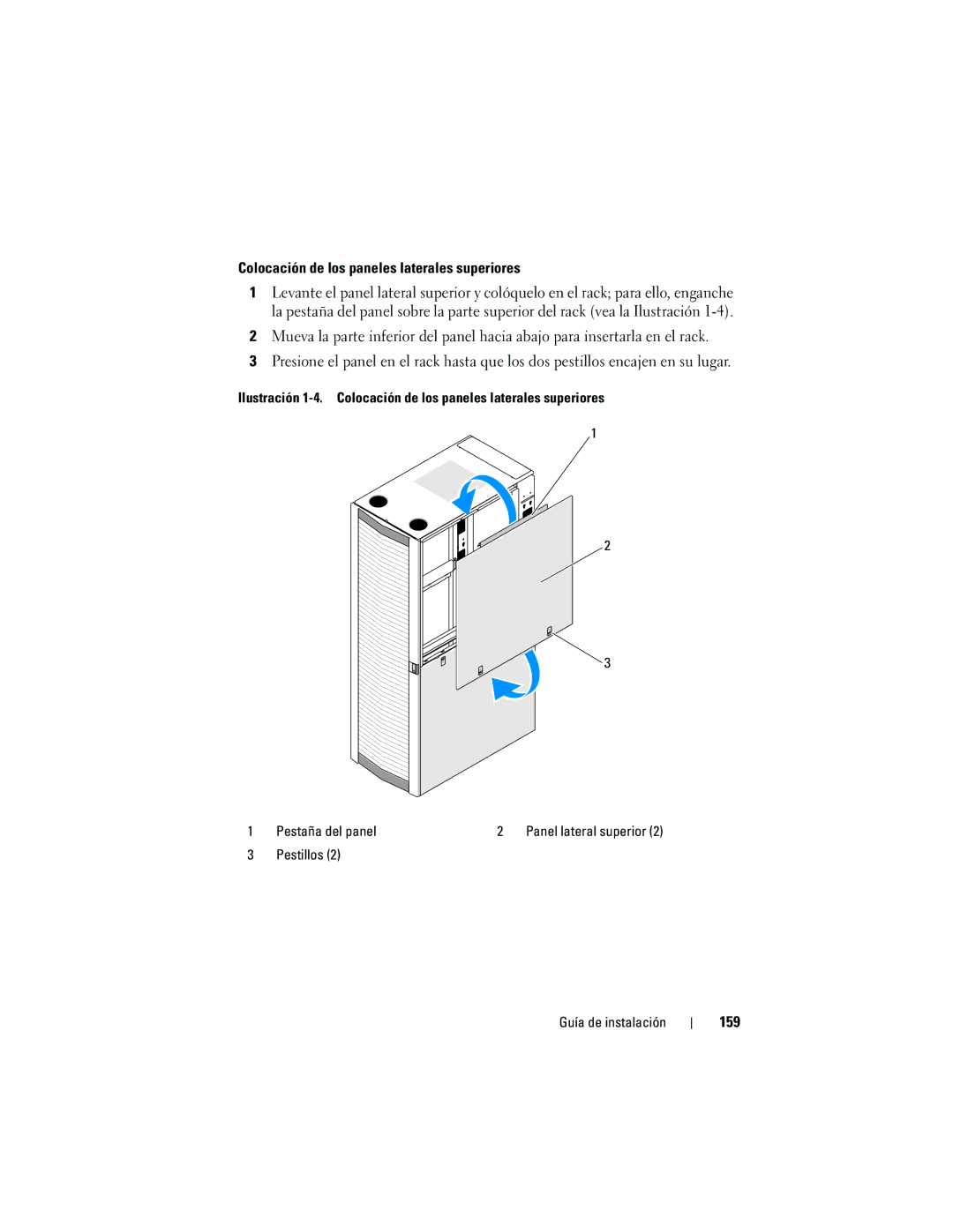 Dell 21DXJ, 4820 manual Colocación de los paneles laterales superiores, 159 