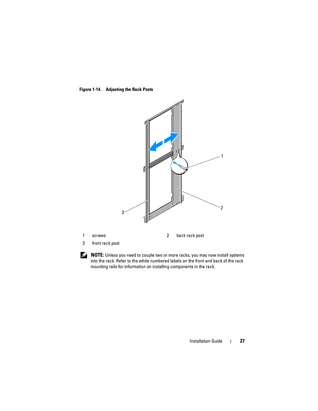 Dell 21DXJ, 4820 manual Adjusting the Rack Posts Screws 