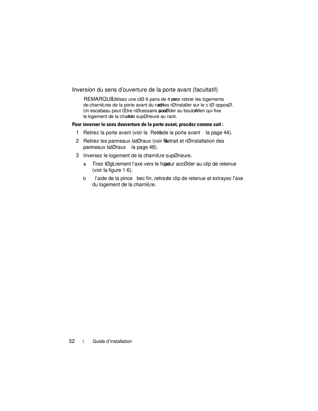 Dell 4820, 21DXJ manual Inversion du sens douverture de la porte avant facultatif 