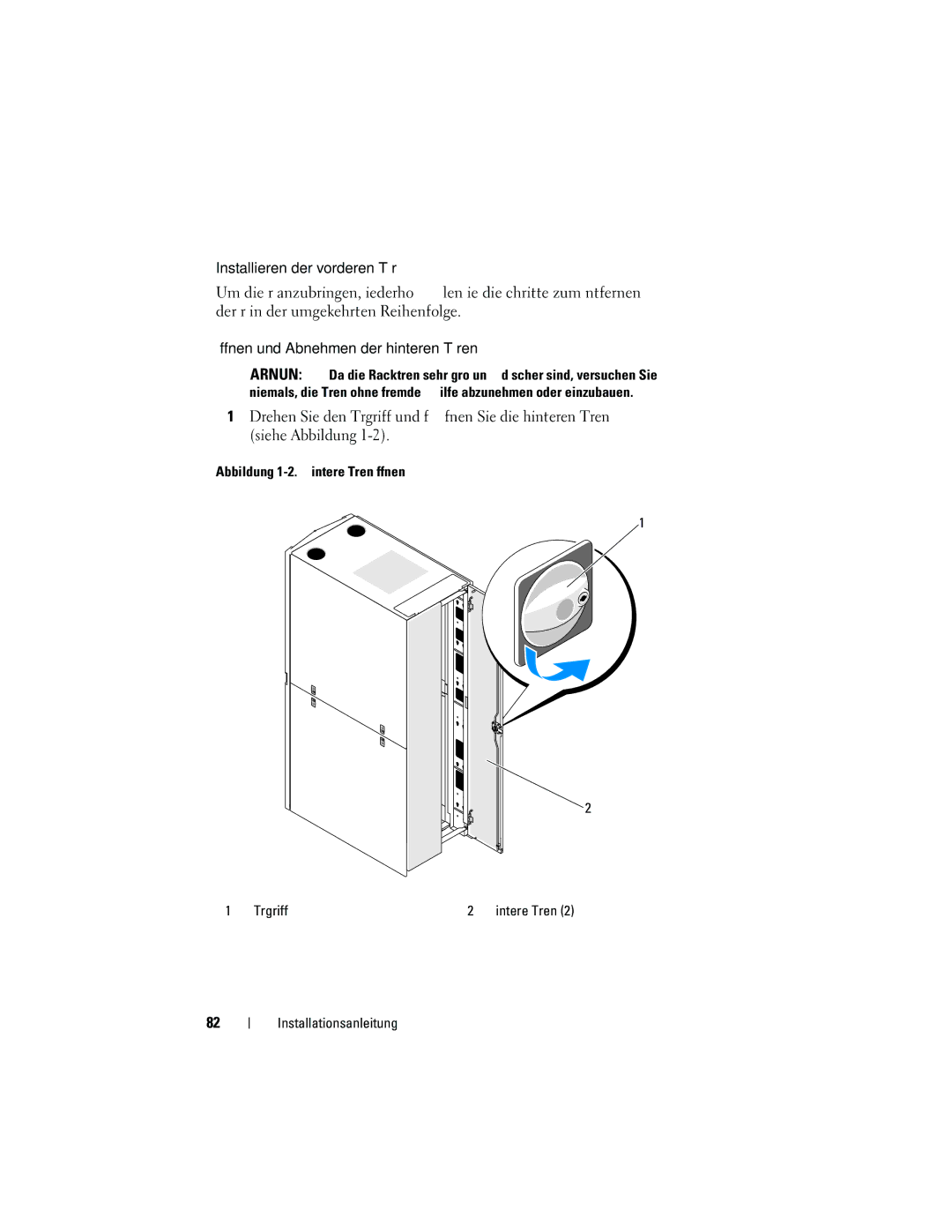 Dell 4820, 21DXJ manual Abbildung 1-2. Hintere Türen öffnen Türgriff 