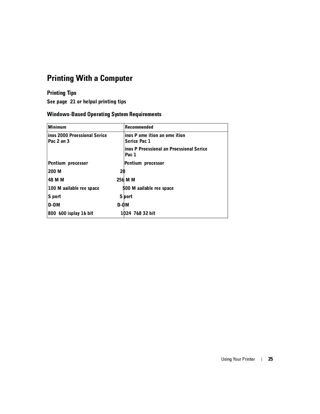 Dell 4J1412 owner manual Printing With a Computer, Windows-Based Operating System Requirements 