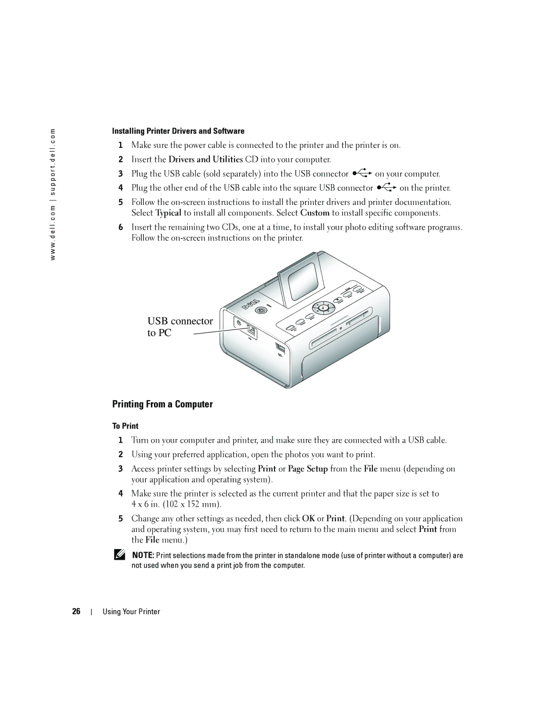 Dell 4J1412 owner manual Printing From a Computer, Installing Printer Drivers and Software, To Print 