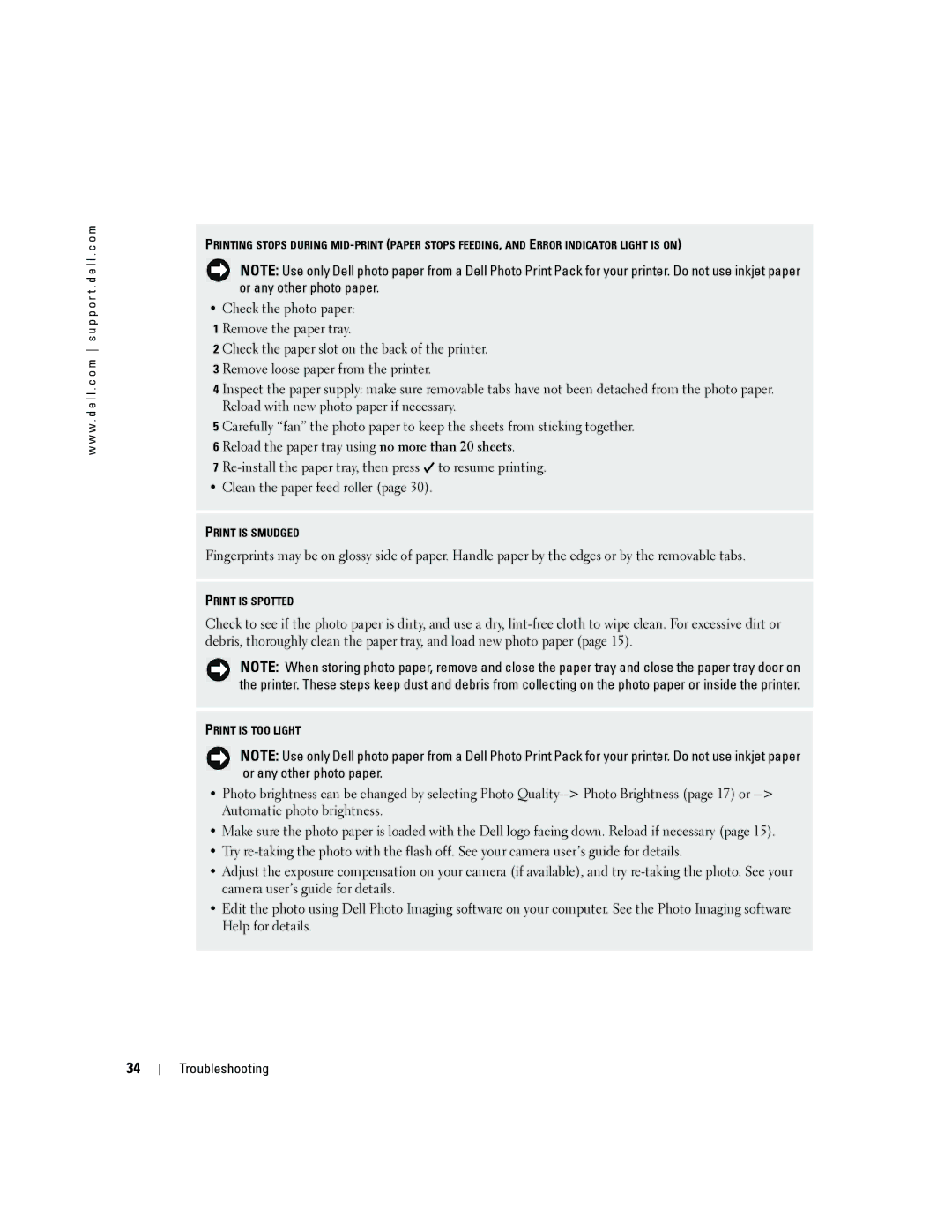 Dell 4J1412 owner manual Print is Smudged 