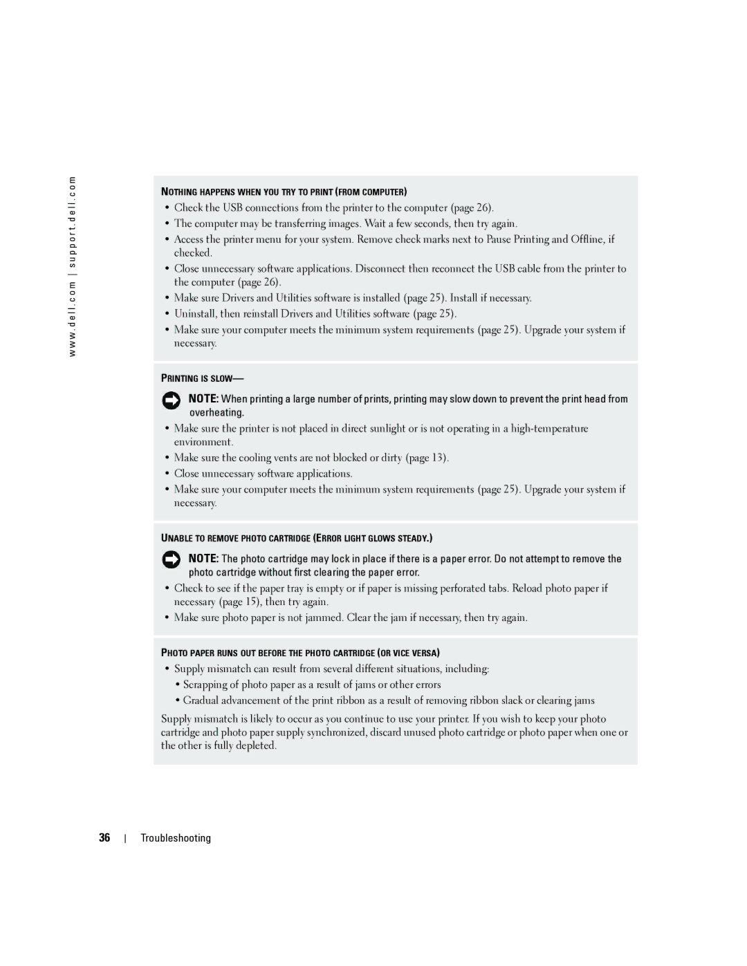 Dell 4J1412 owner manual Nothing Happens When YOU TRY to Print from Computer 