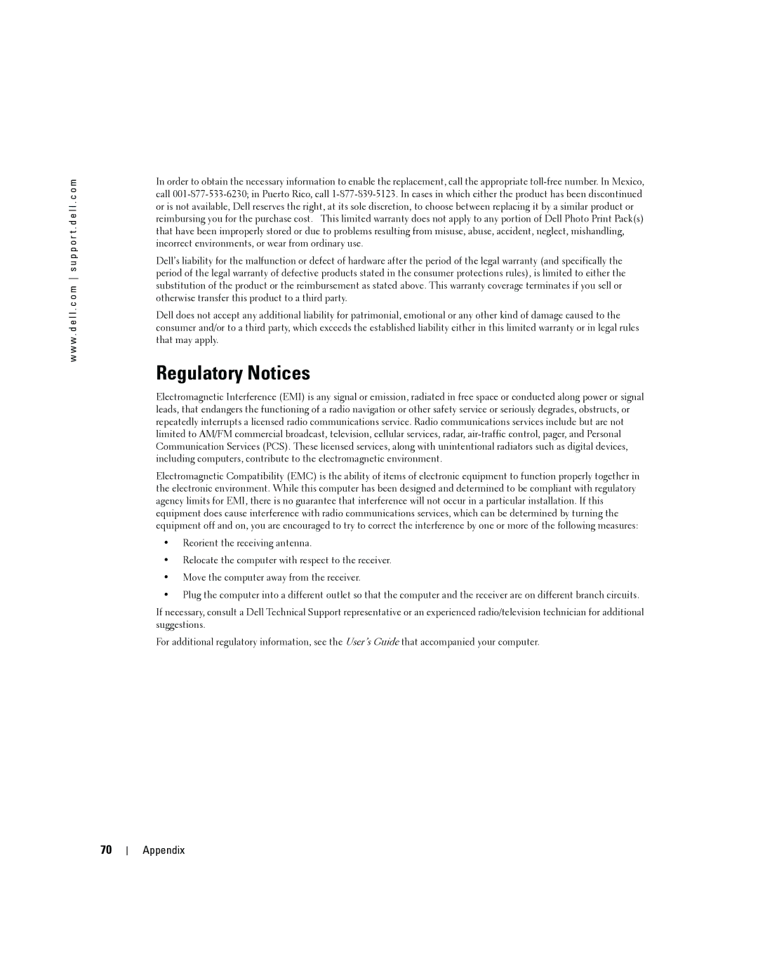 Dell 4J1412 owner manual Regulatory Notices 