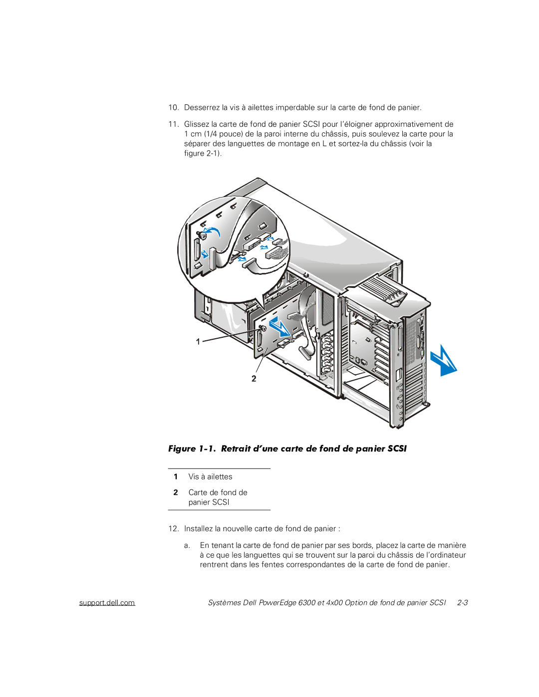 Dell 6300, 4x00 manual Retrait d’une carte de fond de panier Scsi 