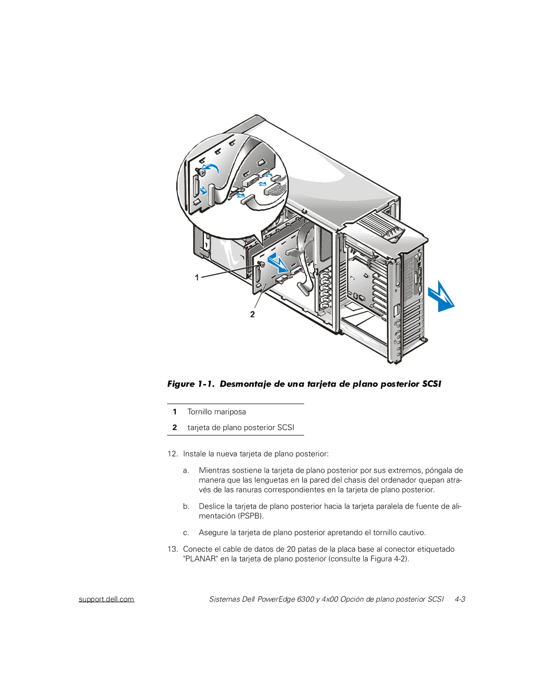 Dell 6300, 4x00 manual Desmontaje de una tarjeta de plano posterior Scsi 