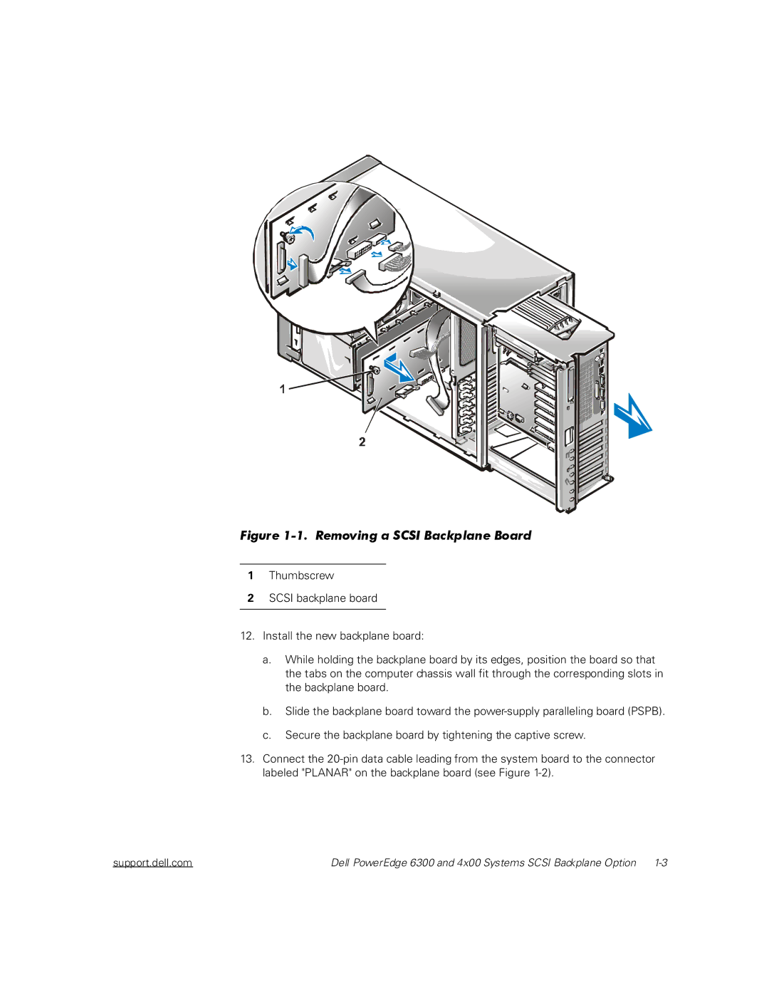 Dell 6300, 4x00 manual Removing a Scsi Backplane Board 