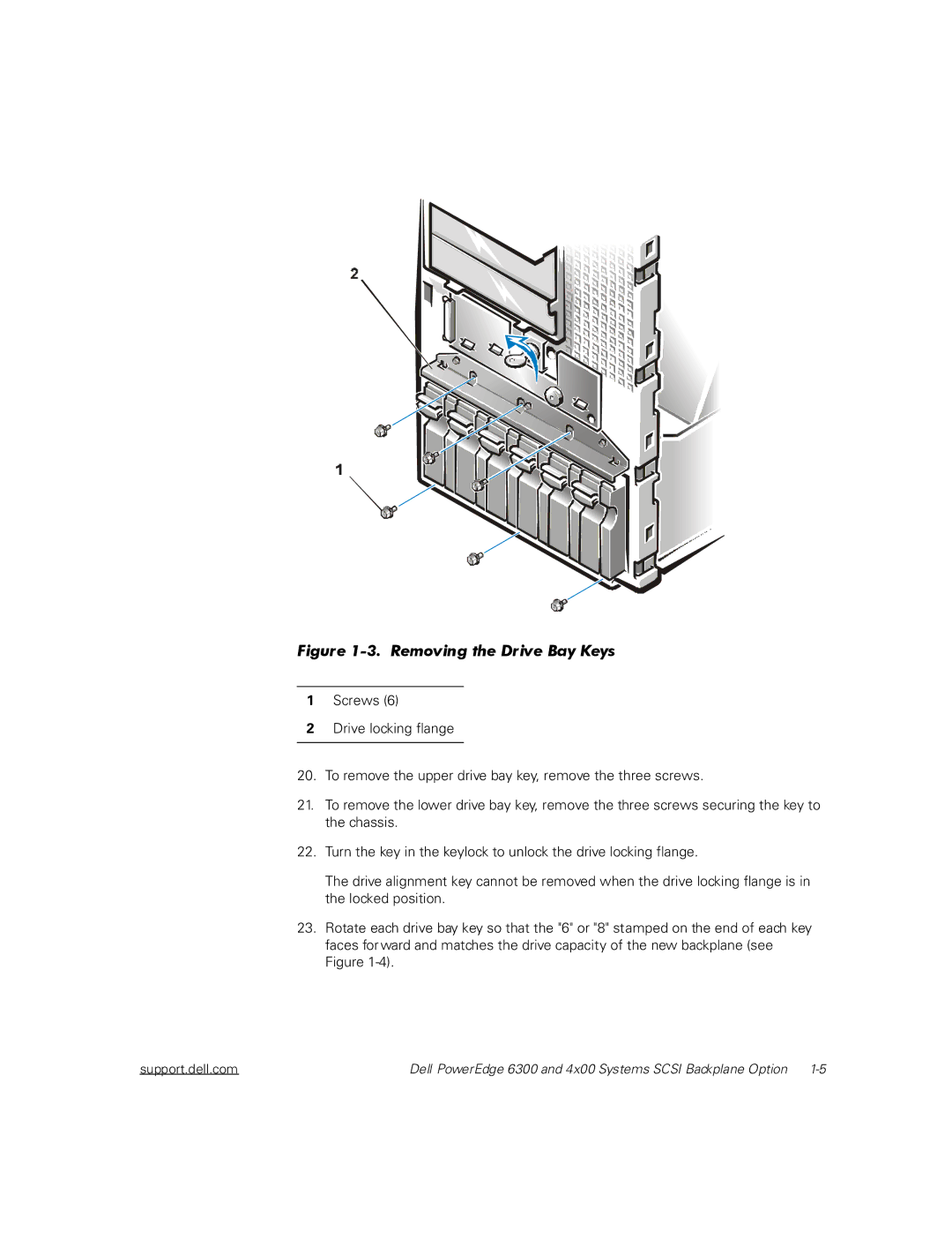 Dell 6300, 4x00 manual Removing the Drive Bay Keys 