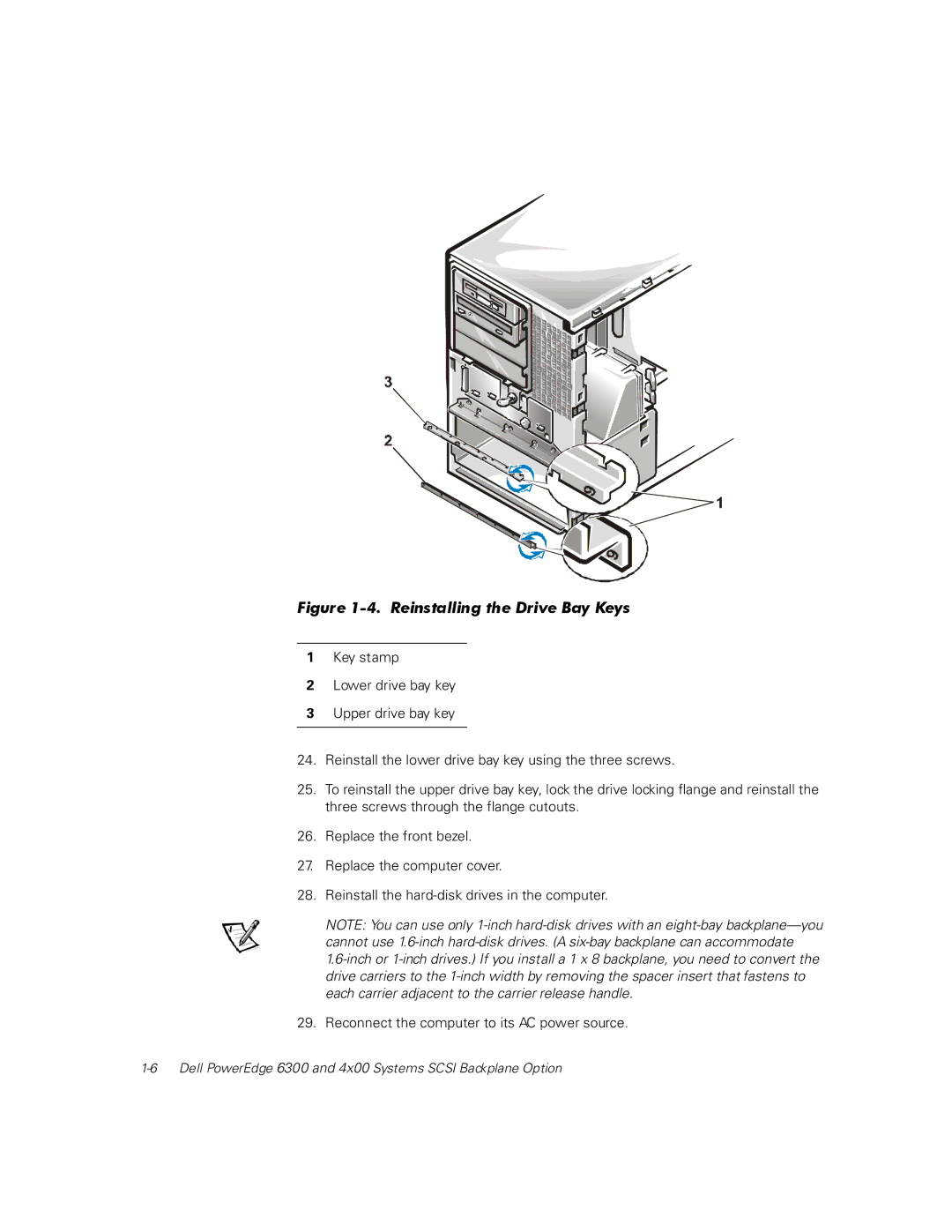 Dell 4x00, 6300 manual Reinstalling the Drive Bay Keys 