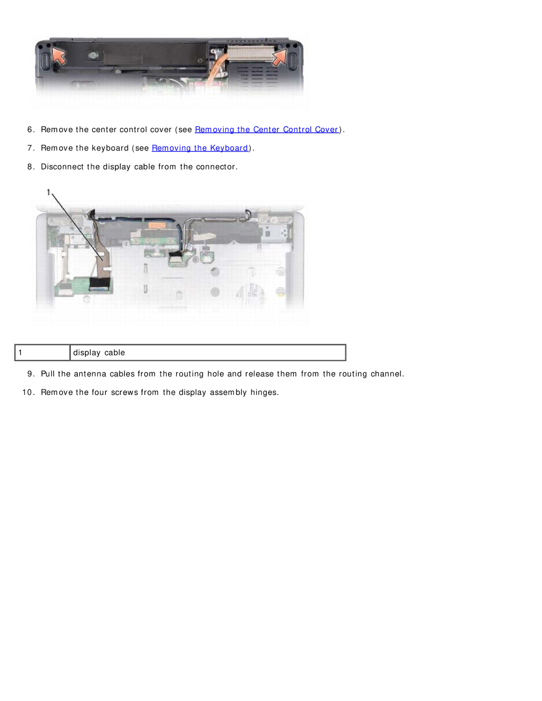 Dell 500 service manual Display cable 