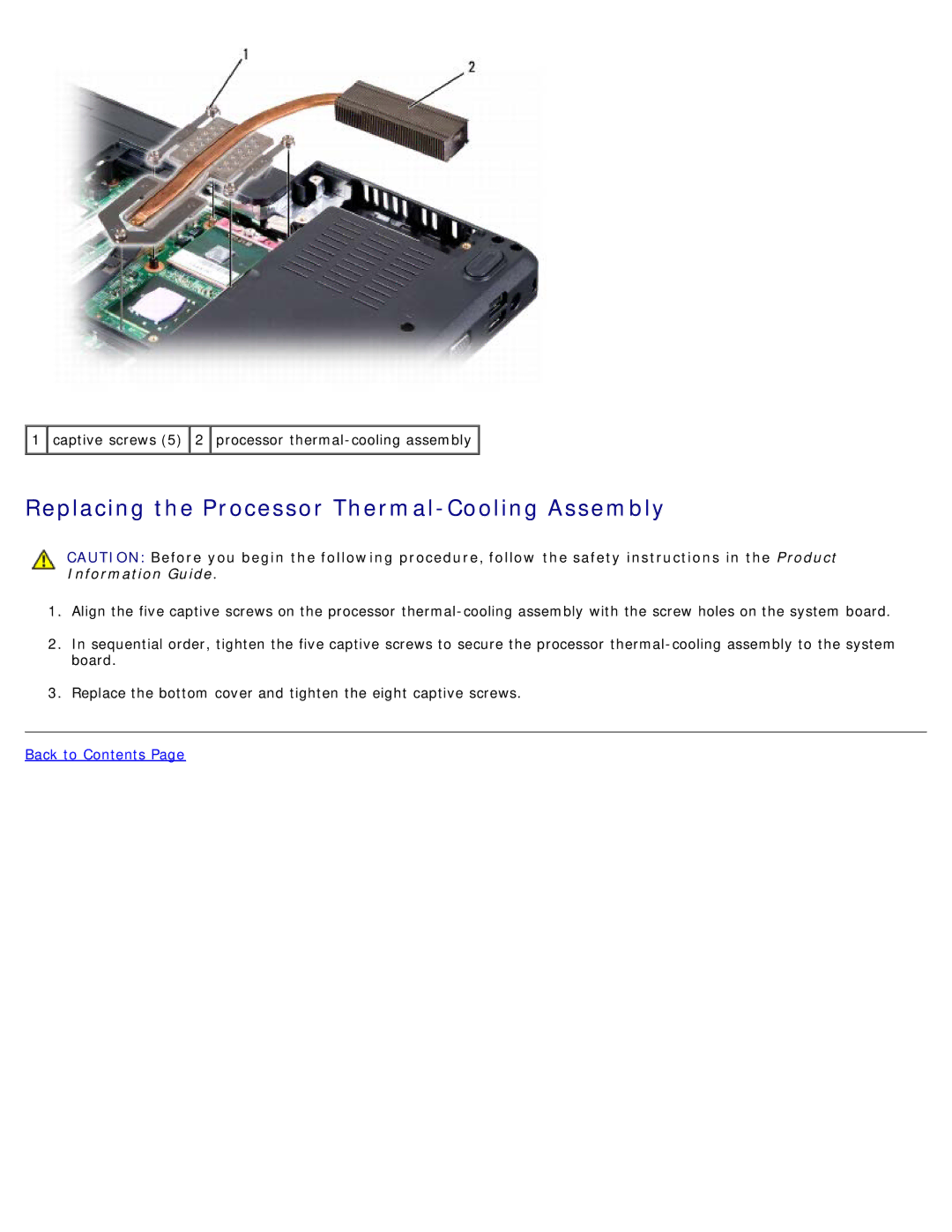 Dell 500 service manual Replacing the Processor Thermal-Cooling Assembly 