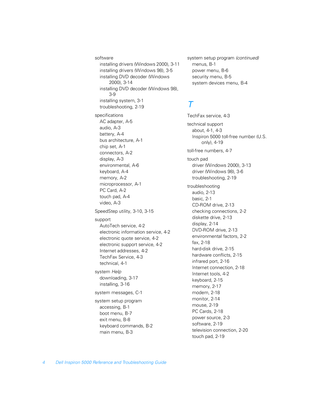 Dell manual Dell Inspiron 5000 Reference and Troubleshooting Guide 