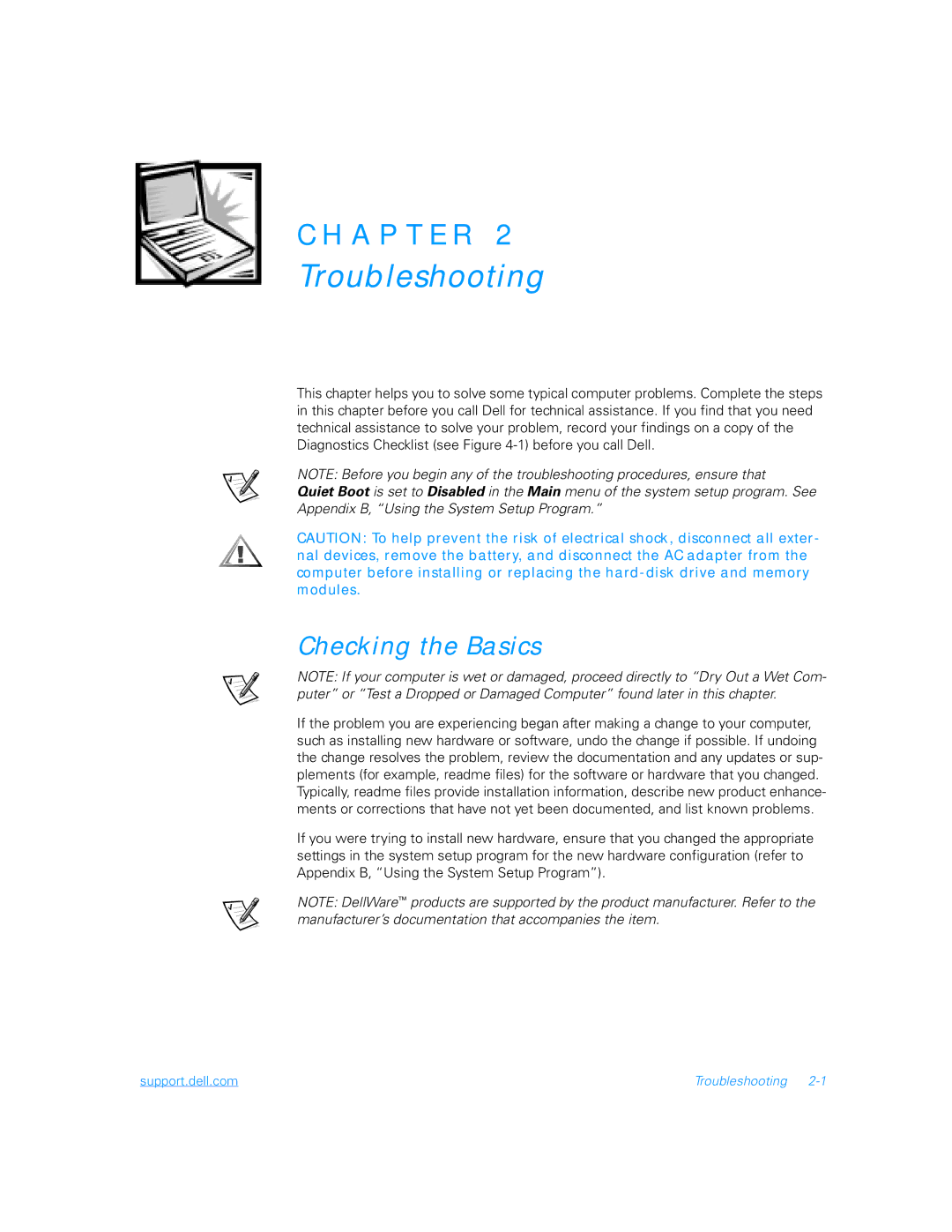 Dell 5000 manual Troubleshooting, Checking the Basics 