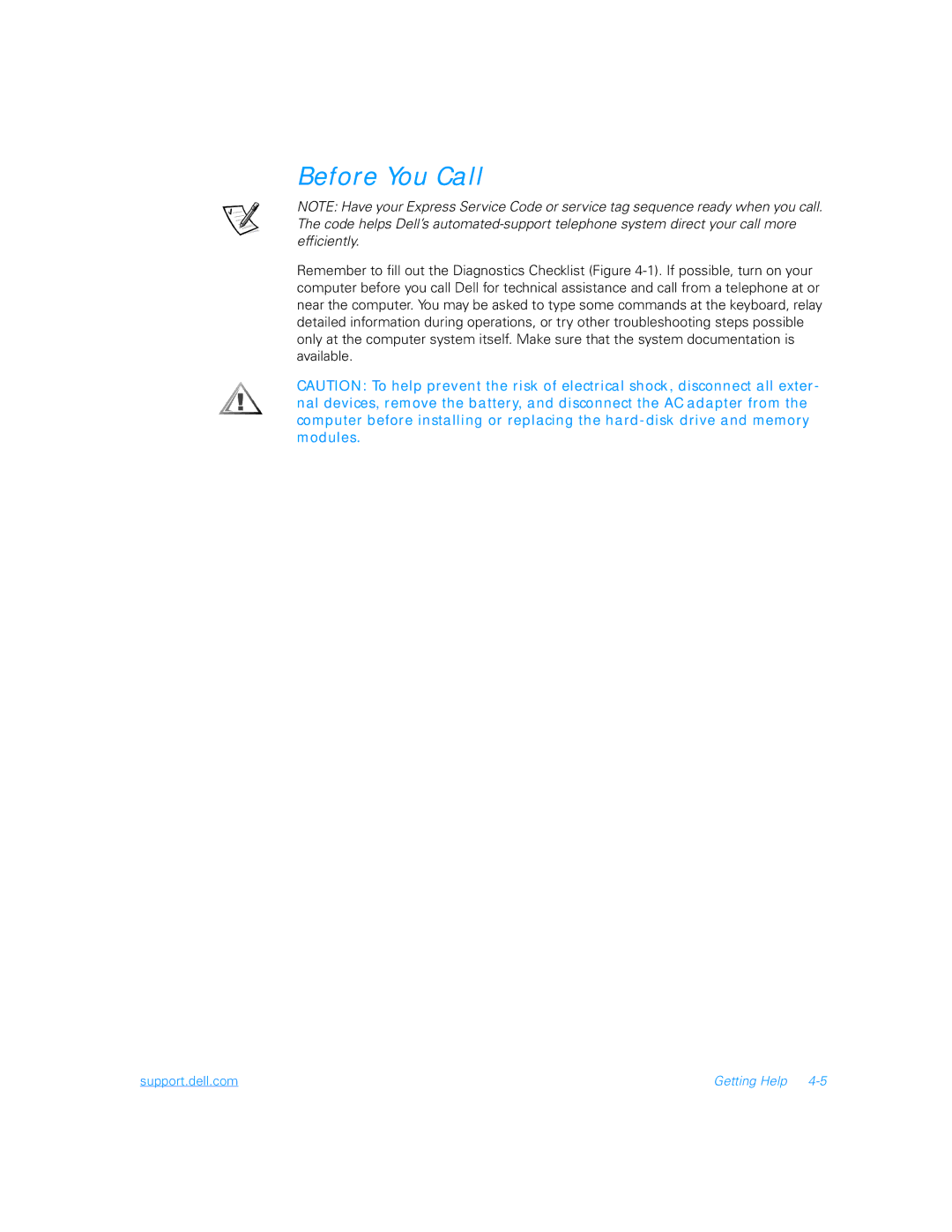 Dell 5000 manual Before You Call 