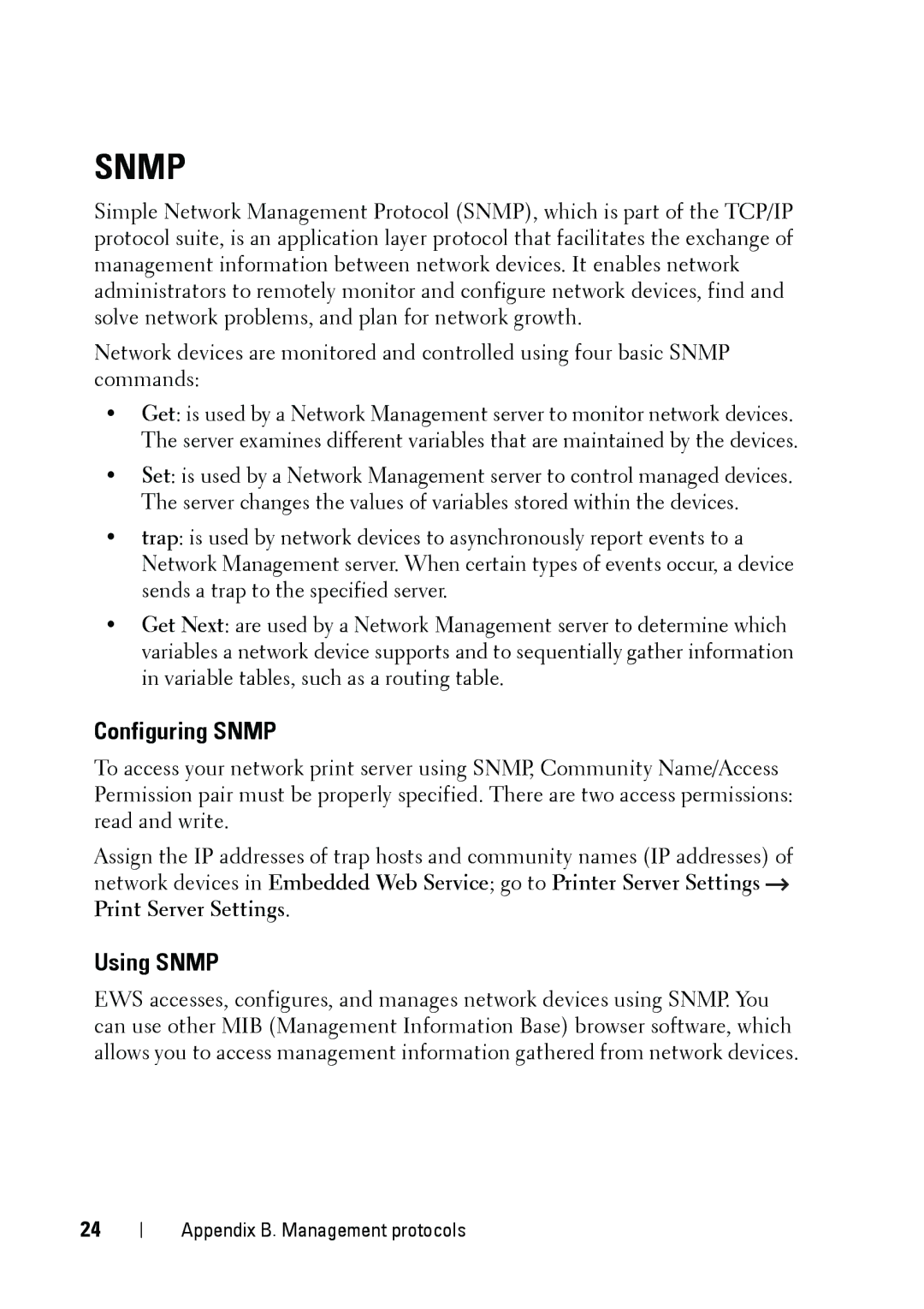 Dell 5002 manual Configuring Snmp, Using Snmp 