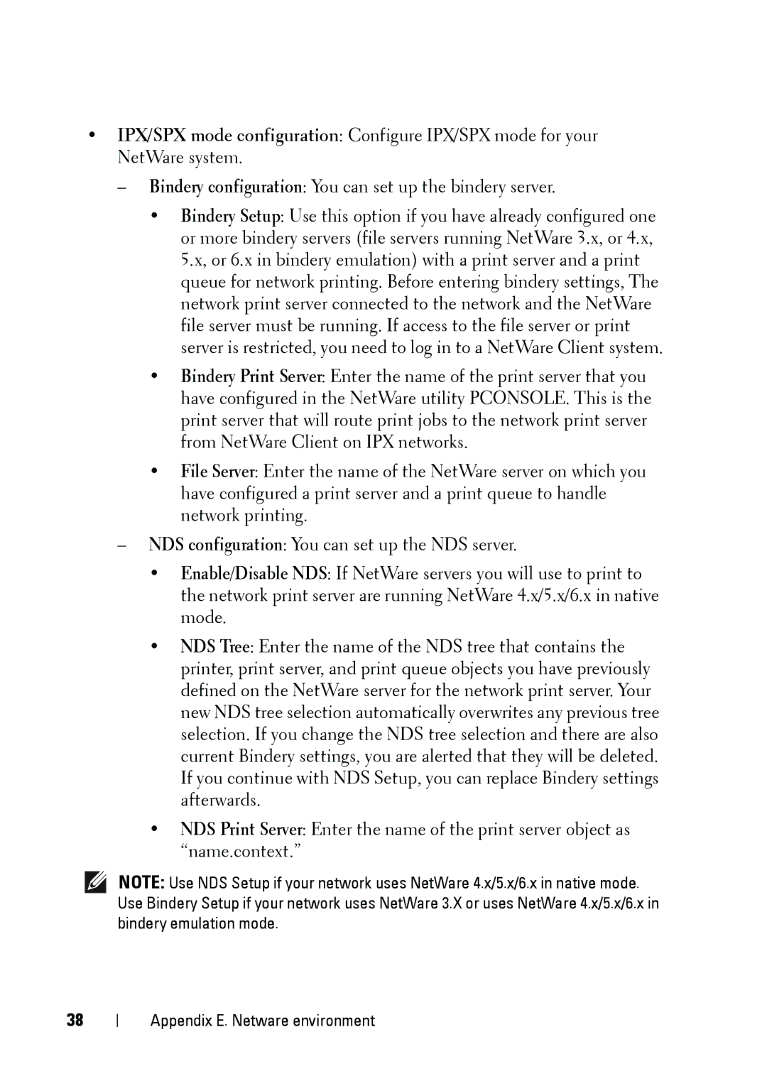 Dell 5002 manual Appendix E. Netware environment 