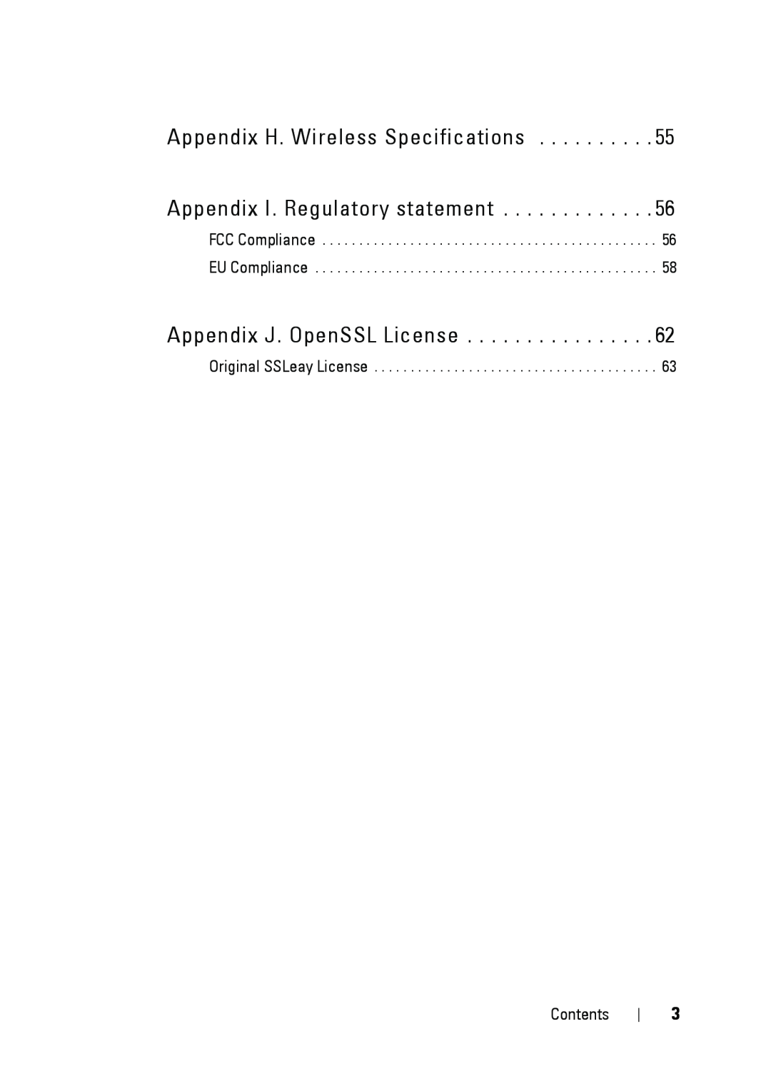 Dell 5002 manual Appendix J. OpenSSL License, Original SSLeay License, Contents 