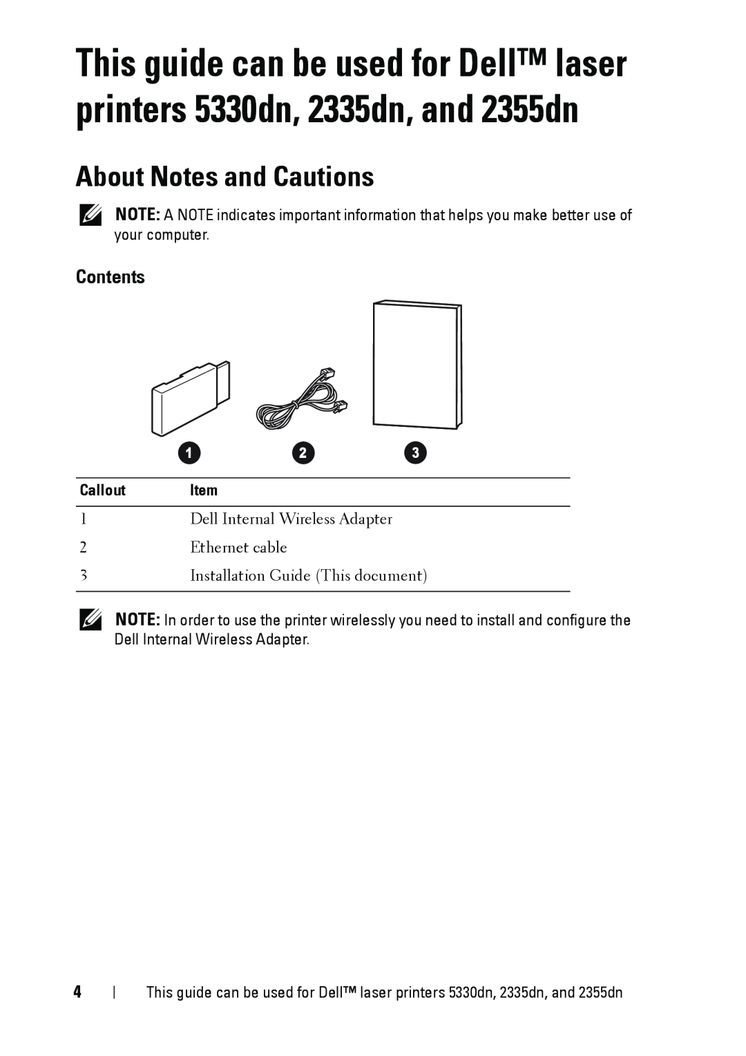 Dell 5002 manual About Notes and Cautions, Contents 