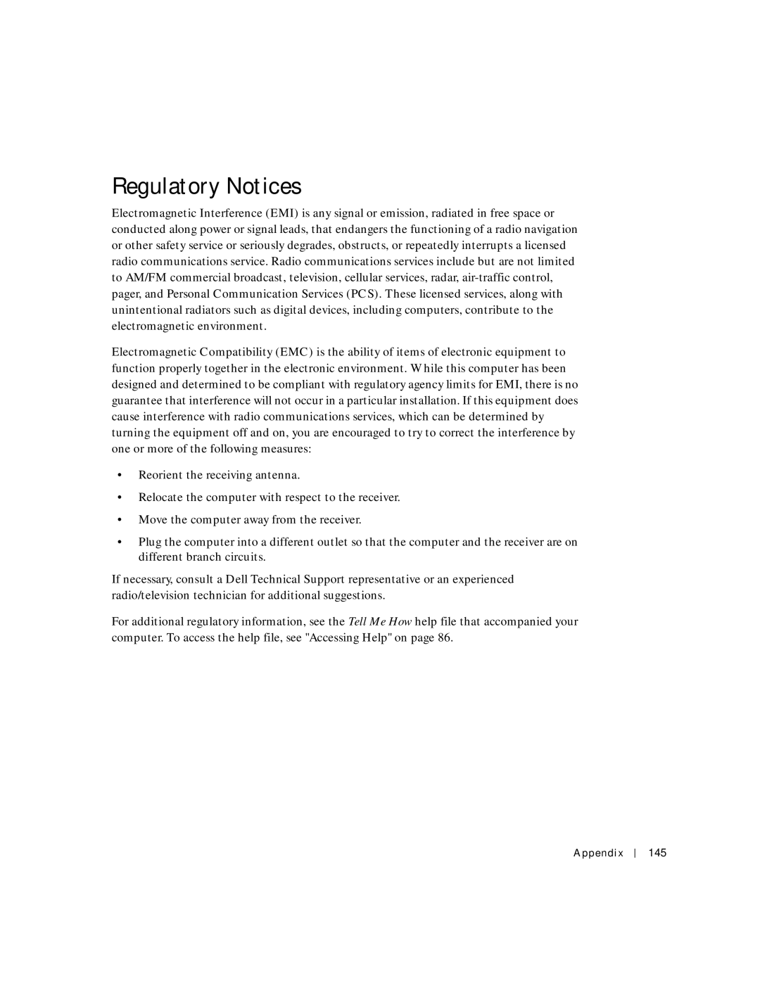 Dell 500m manual Regulatory Notices, Ppendix 145 