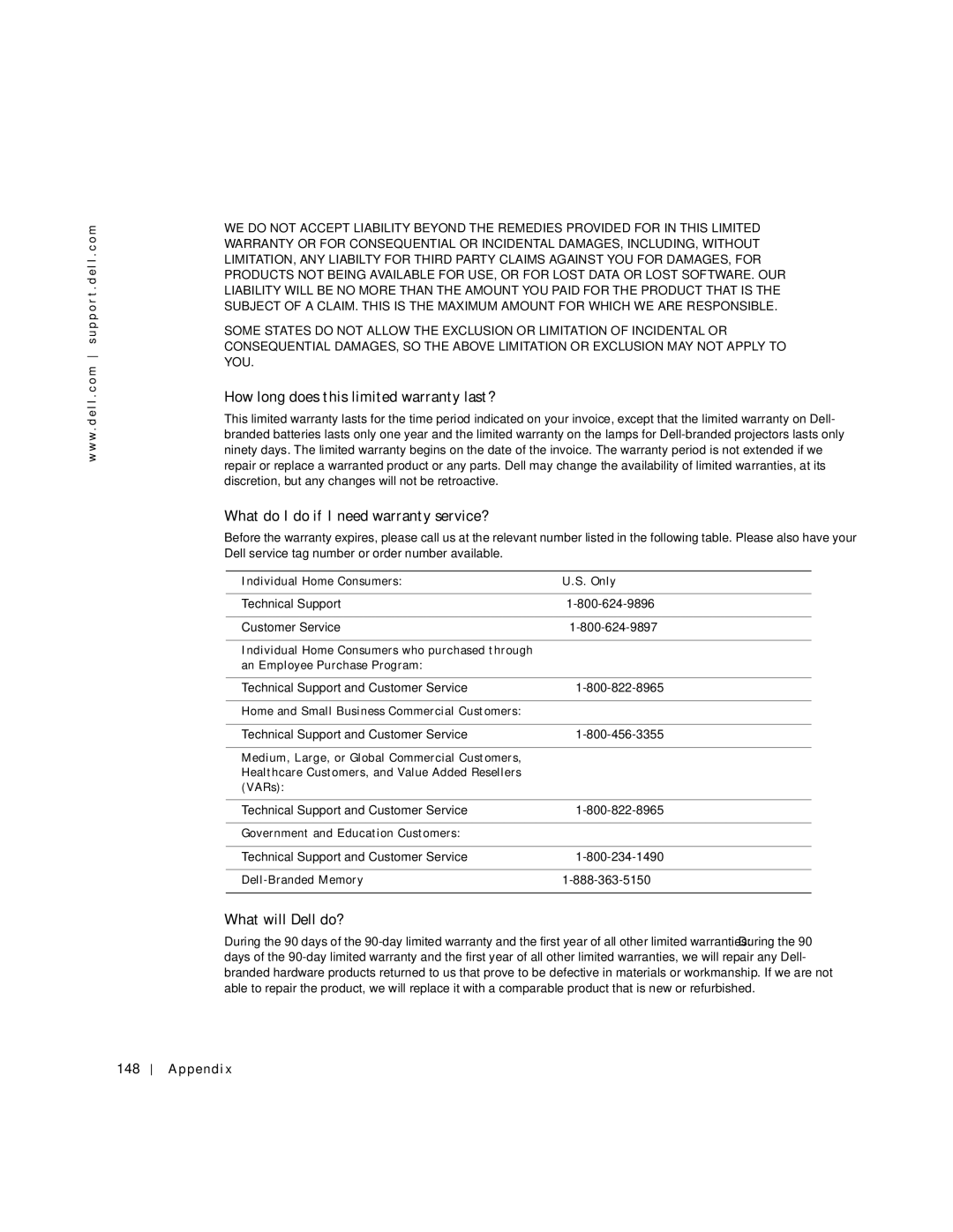 Dell 500m manual How long does this limited warranty last?, What do I do if I need warranty service?, What will Dell do? 