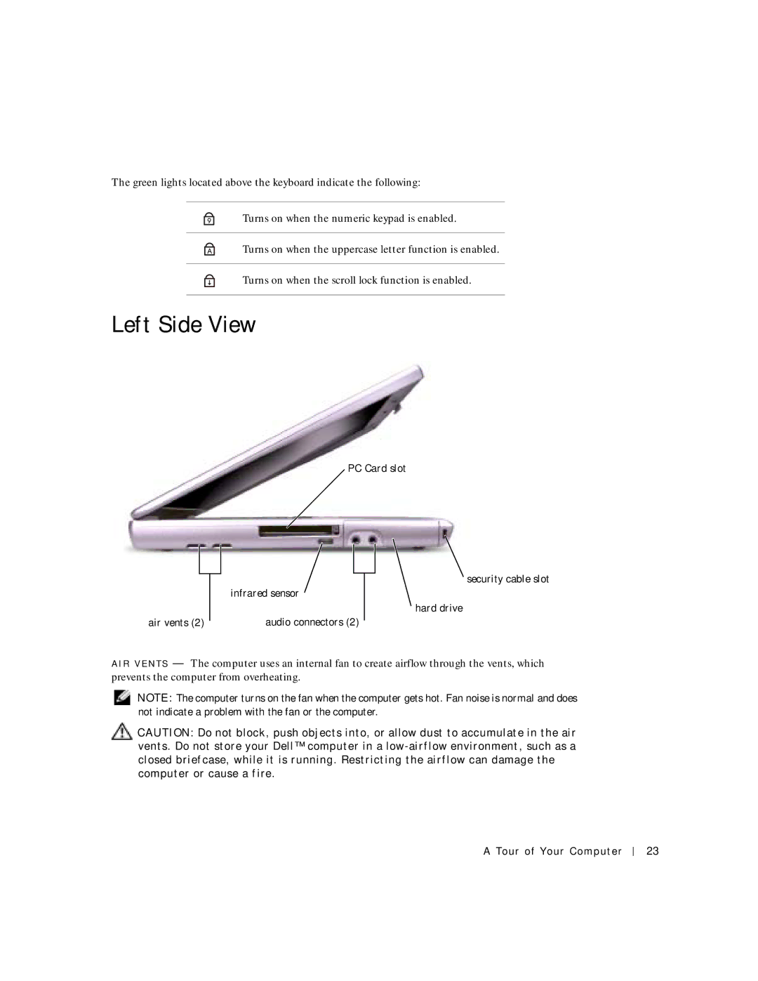 Dell 500m manual Left Side View 