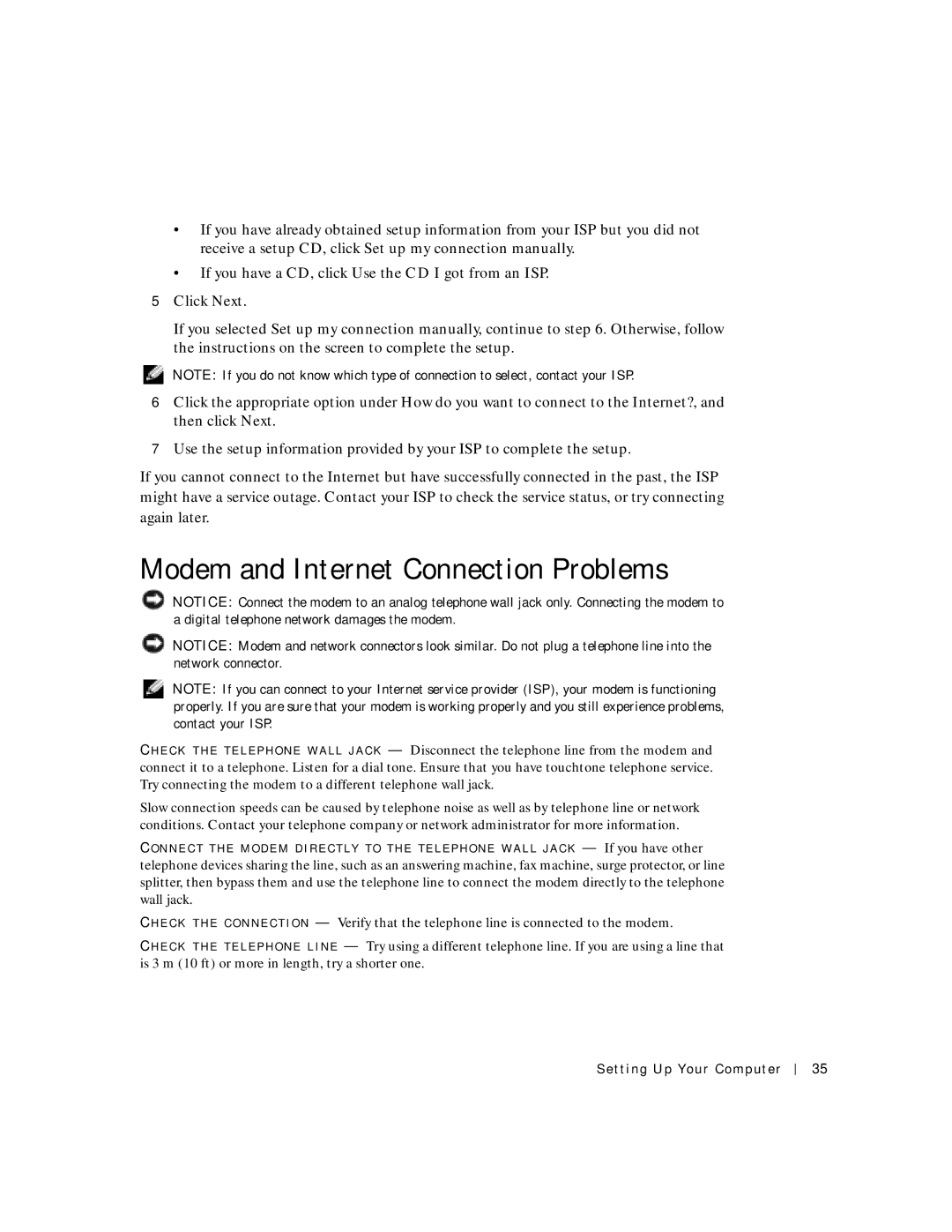 Dell 500m manual Modem and Internet Connection Problems, If you have a CD, click Use the CD I got from an ISP 