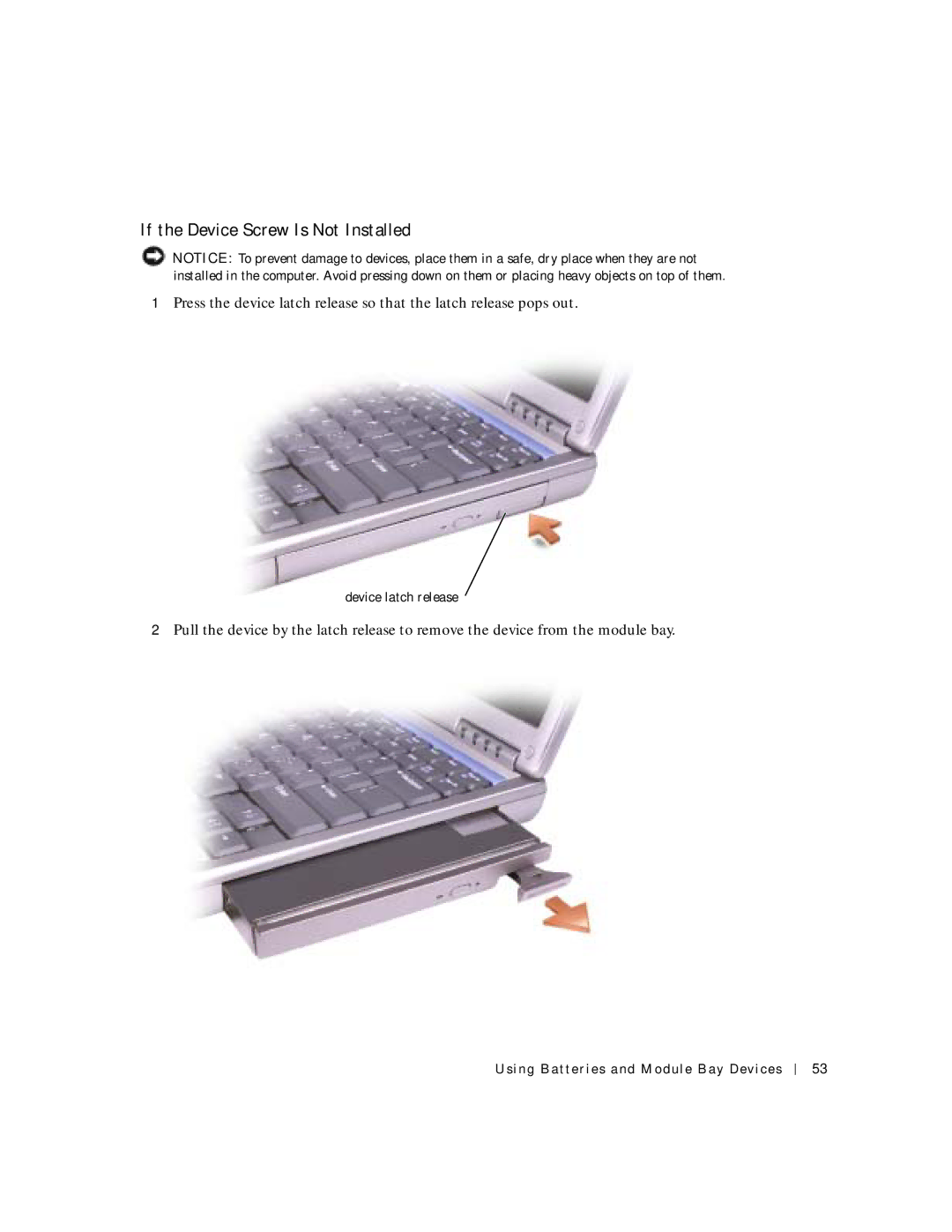 Dell 500m manual If the Device Screw Is Not Installed 