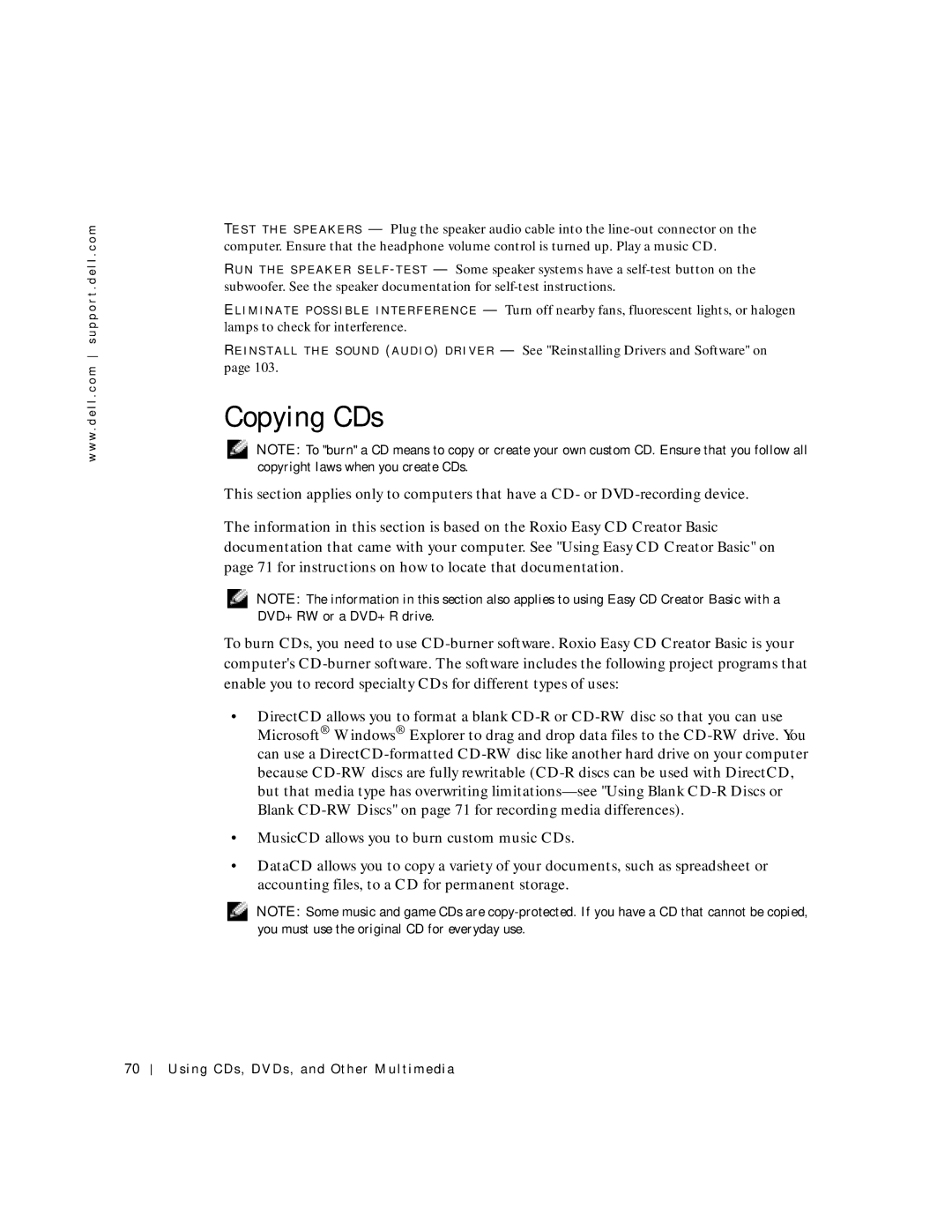 Dell 500m manual Copying CDs 