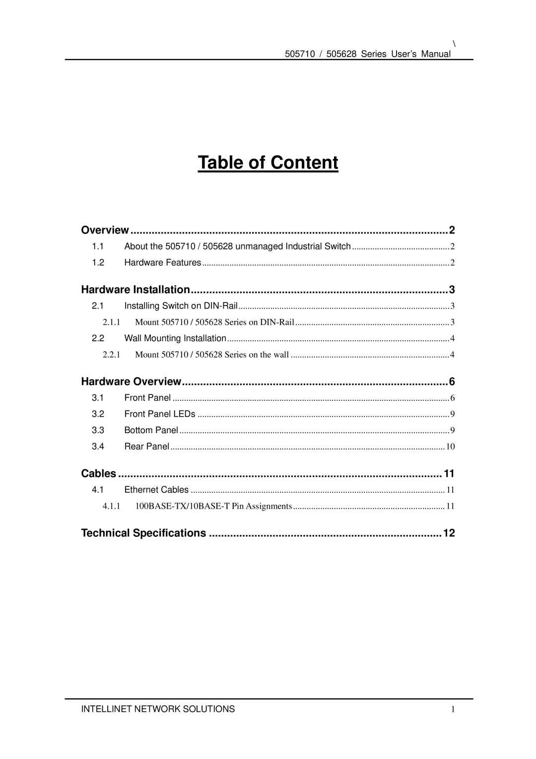 Dell 505710 user manual Table of Content 