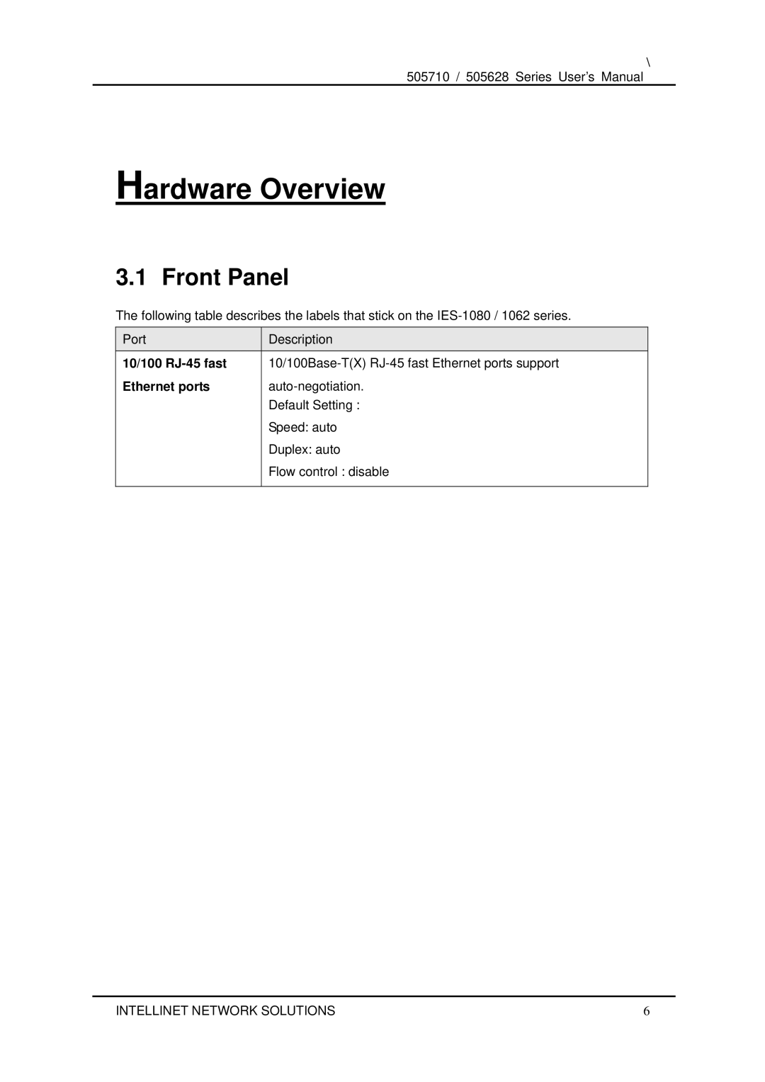 Dell 505710 user manual Hardware Overview, Front Panel 