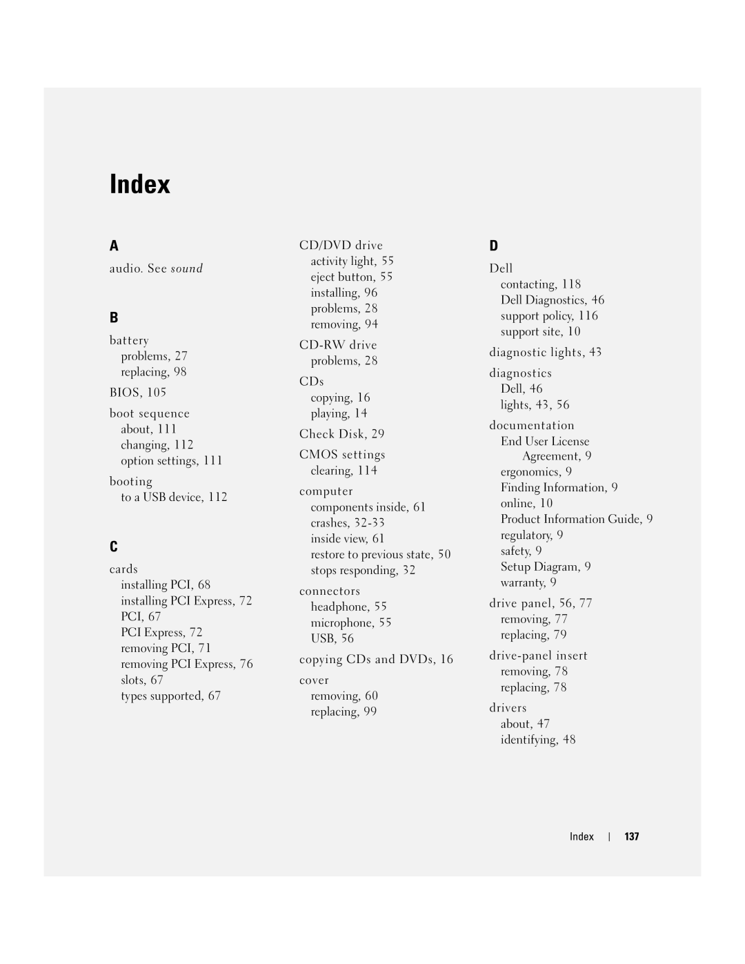 Dell 5100 manual Index 137 