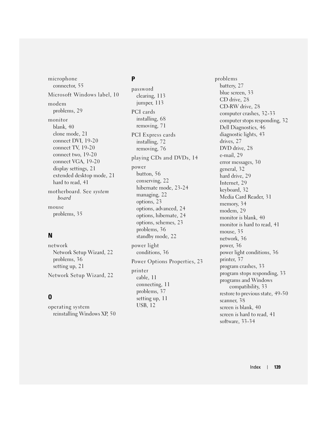 Dell 5100 manual Index 139 