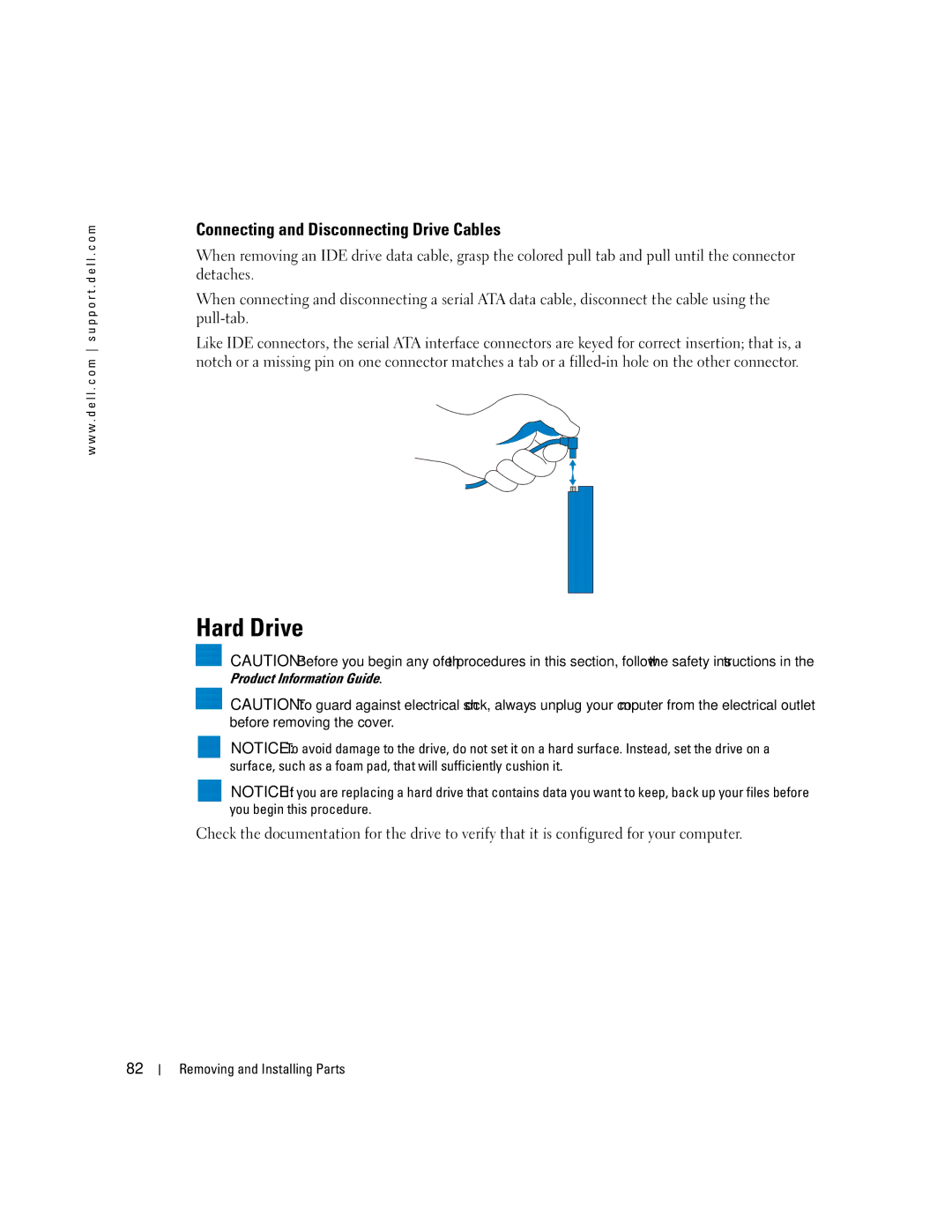 Dell 5100 manual Hard Drive, Connecting and Disconnecting Drive Cables 